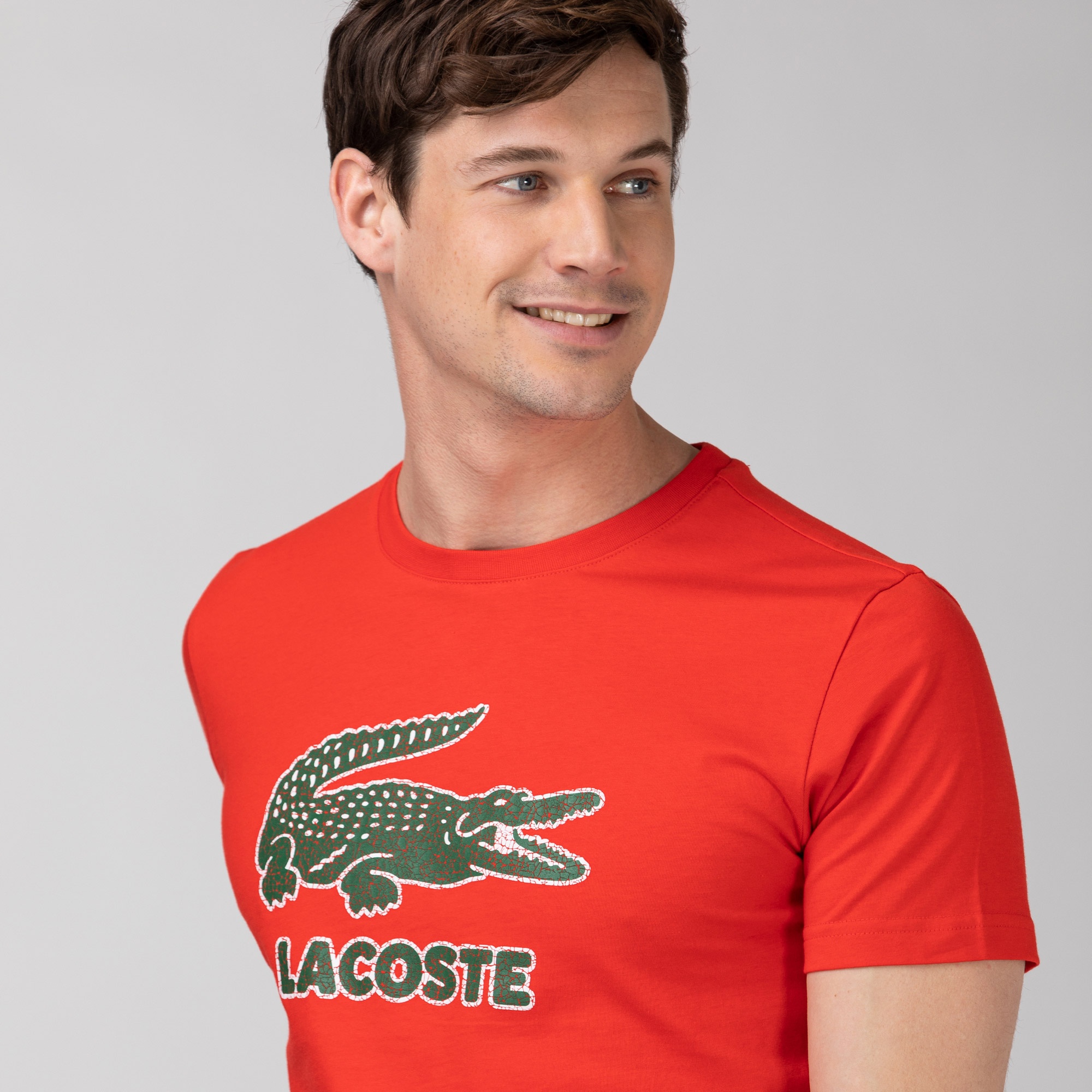 Lacoste Erkek Regular Fit Bisiklet Yaka Baskılı Kırmızı T-Shirt