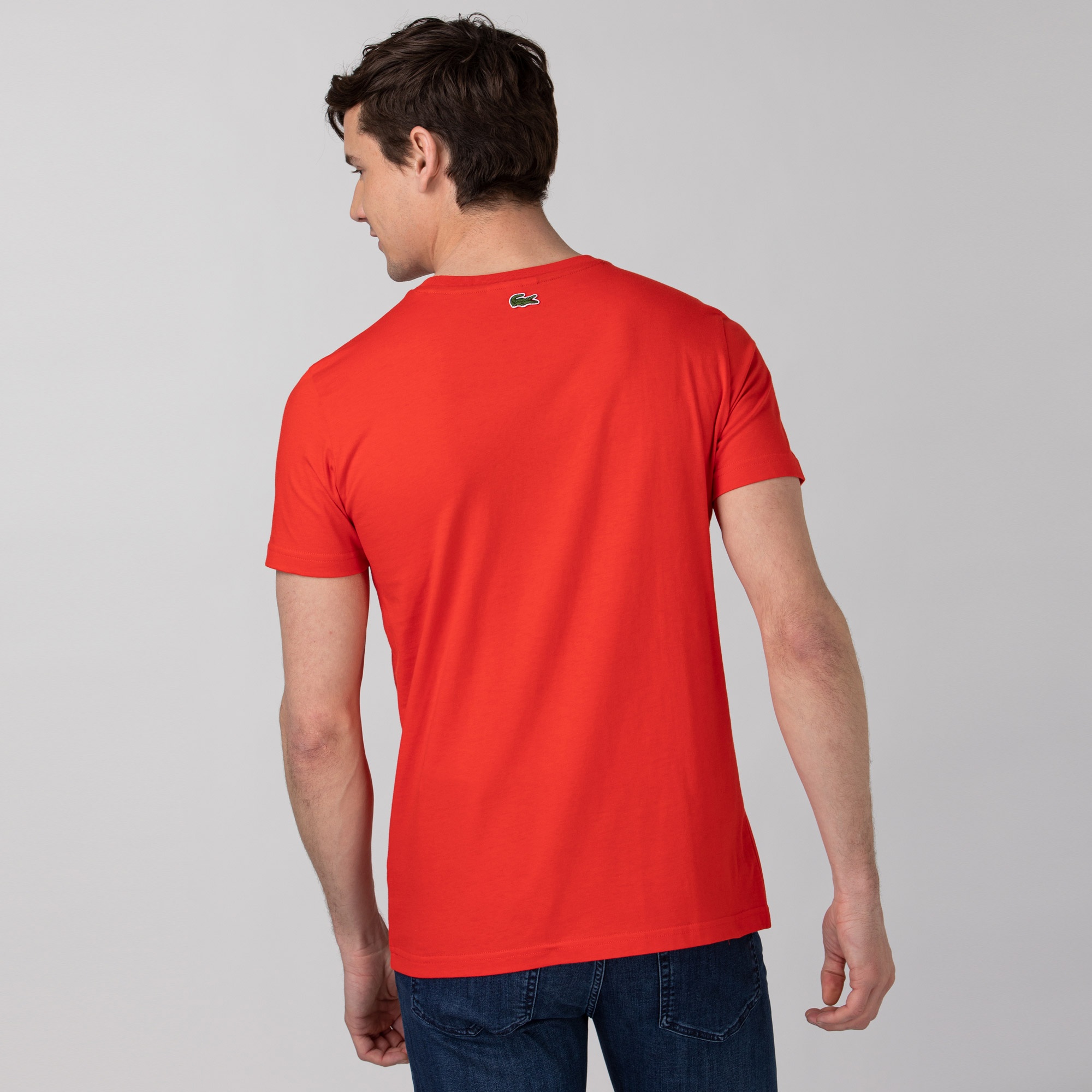 Lacoste Erkek Regular Fit Bisiklet Yaka Baskılı Kırmızı T-Shirt