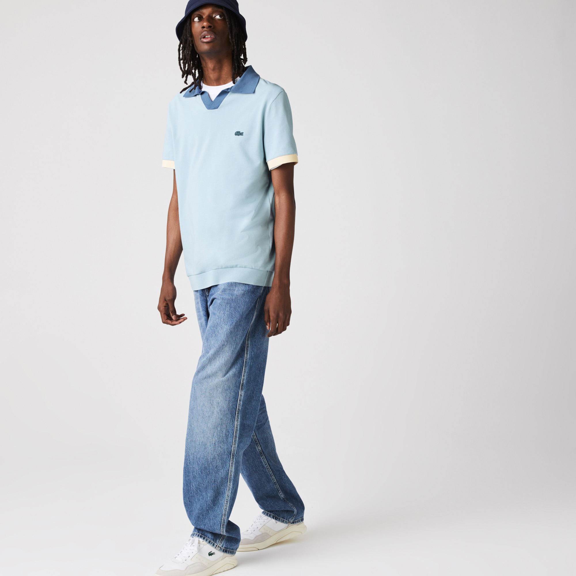 Lacoste Erkek Regular Fit V Yaka Mavi Polo PH9705-LU5 | Lacoste