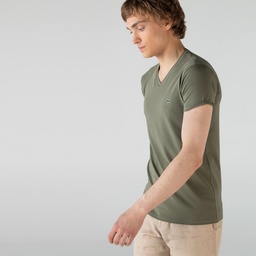 Lacoste Erkek Slim Fit V Yaka Yeşil T-Shirt Yeşil