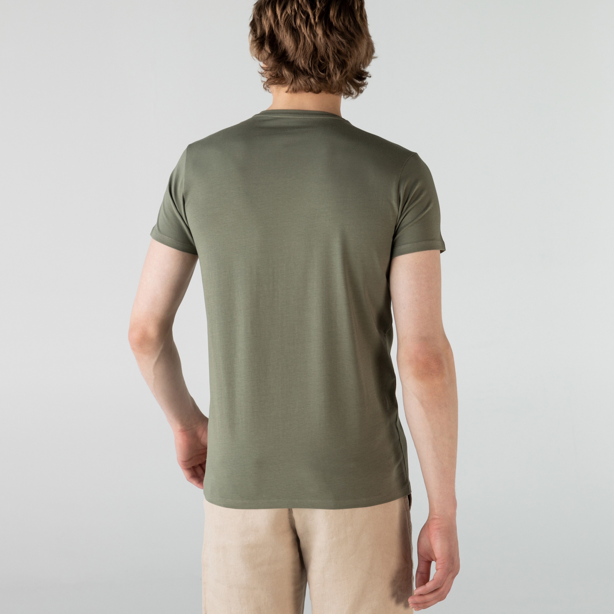 Lacoste Erkek Slim Fit V Yaka Yeşil T-Shirt