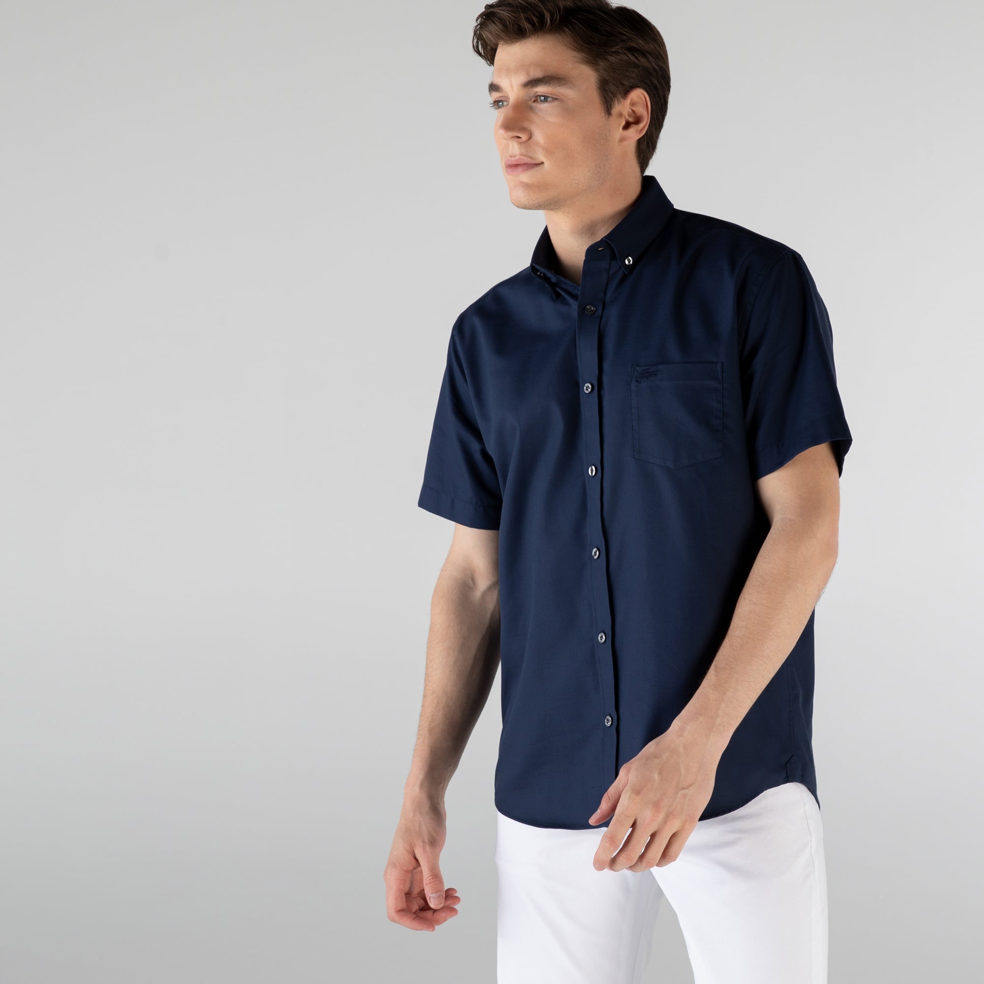 Lacoste Erkek Regular Fit Kısa Kollu Lacivert Gömlek