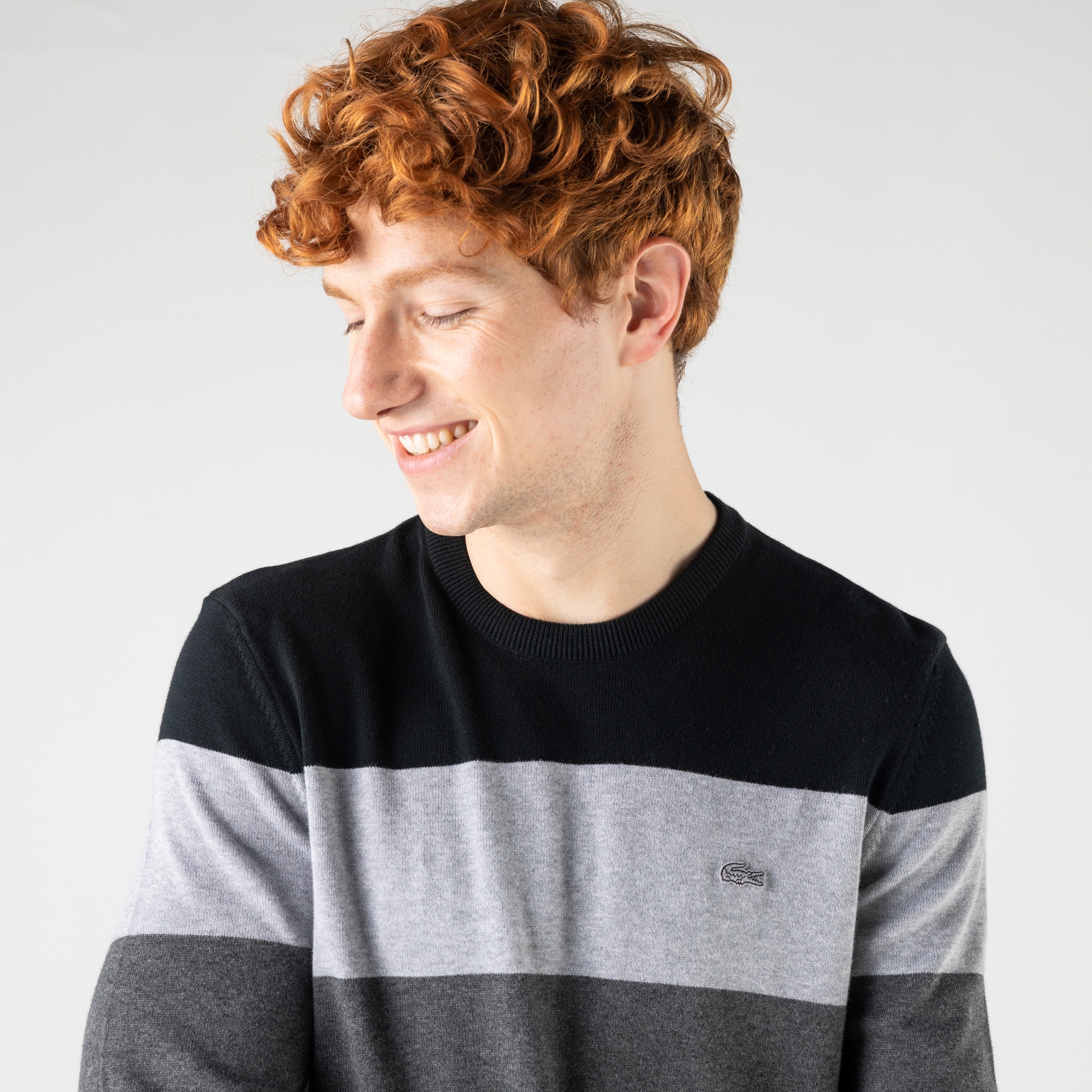 Lacoste  Erkek Bisiklet Yaka Renk Bloklu  Siyah Kazak