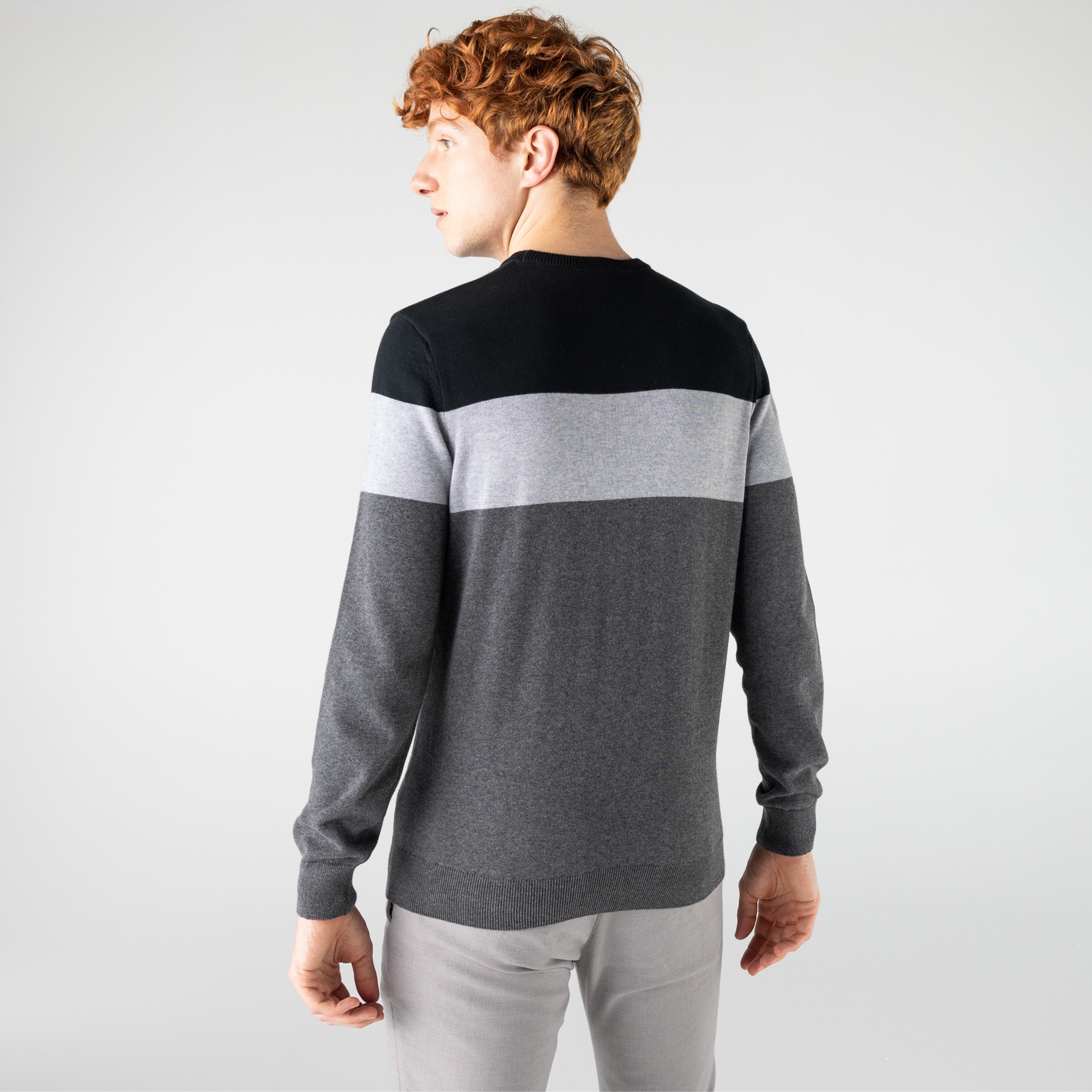 Lacoste  Erkek Bisiklet Yaka Renk Bloklu  Siyah Kazak