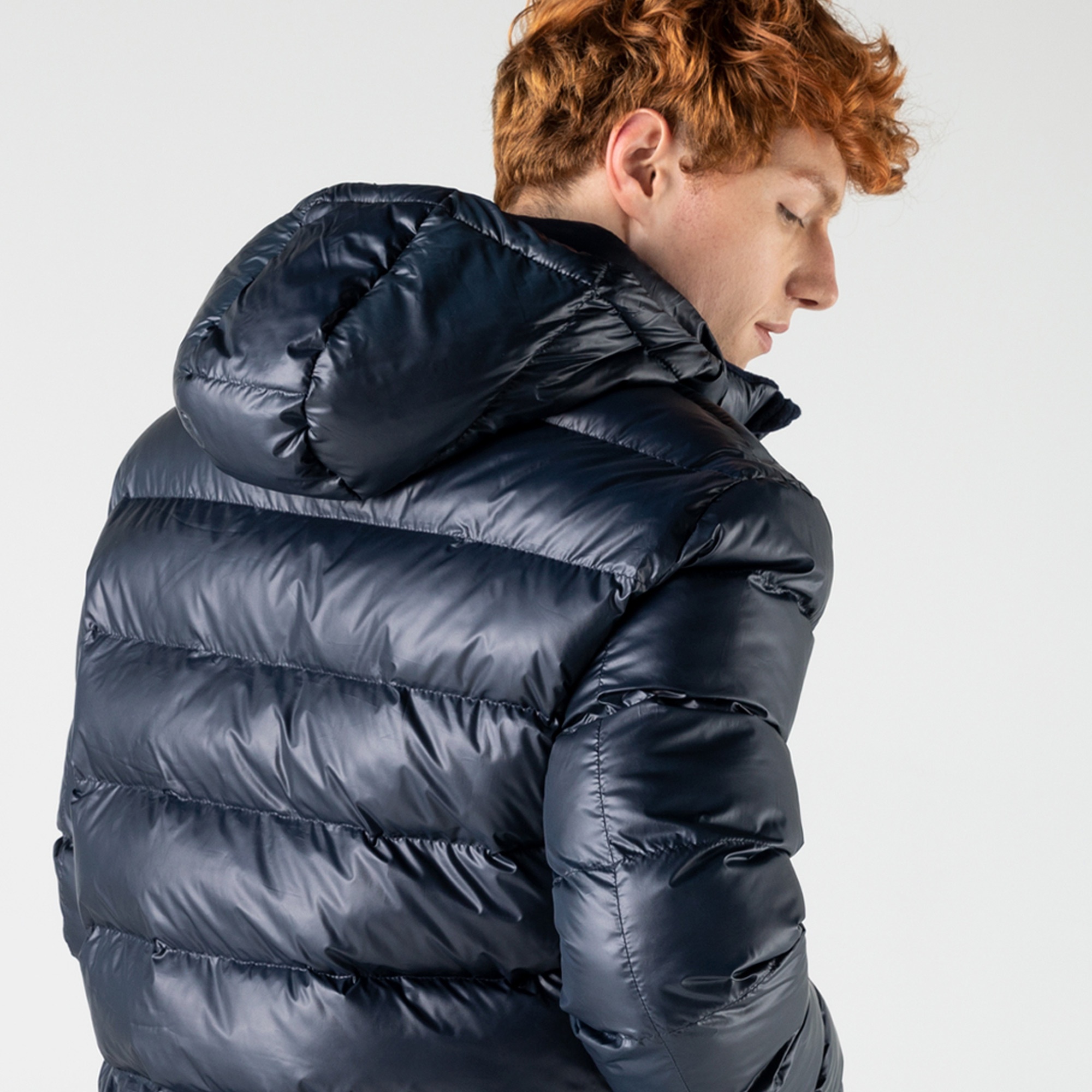 Lacoste Erkek Kapüşonlu Kapitone Lacivert Mont