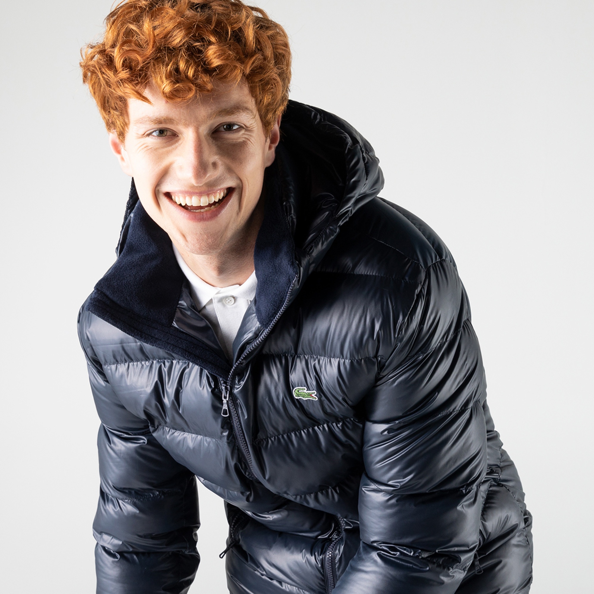 Lacoste Erkek Kapüşonlu Kapitone Lacivert Mont