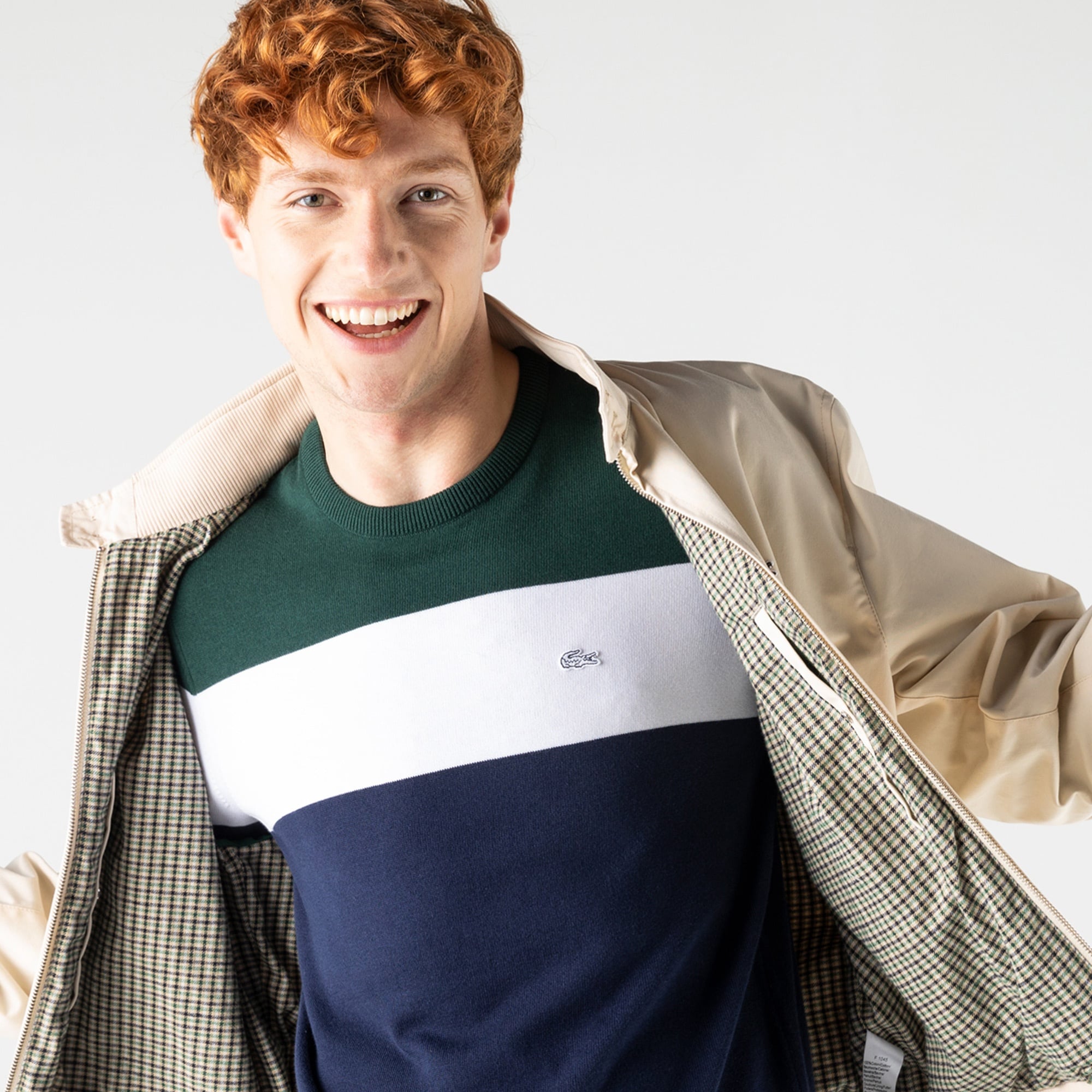 Lacoste Erkek Fermuarlı Krem Ceket