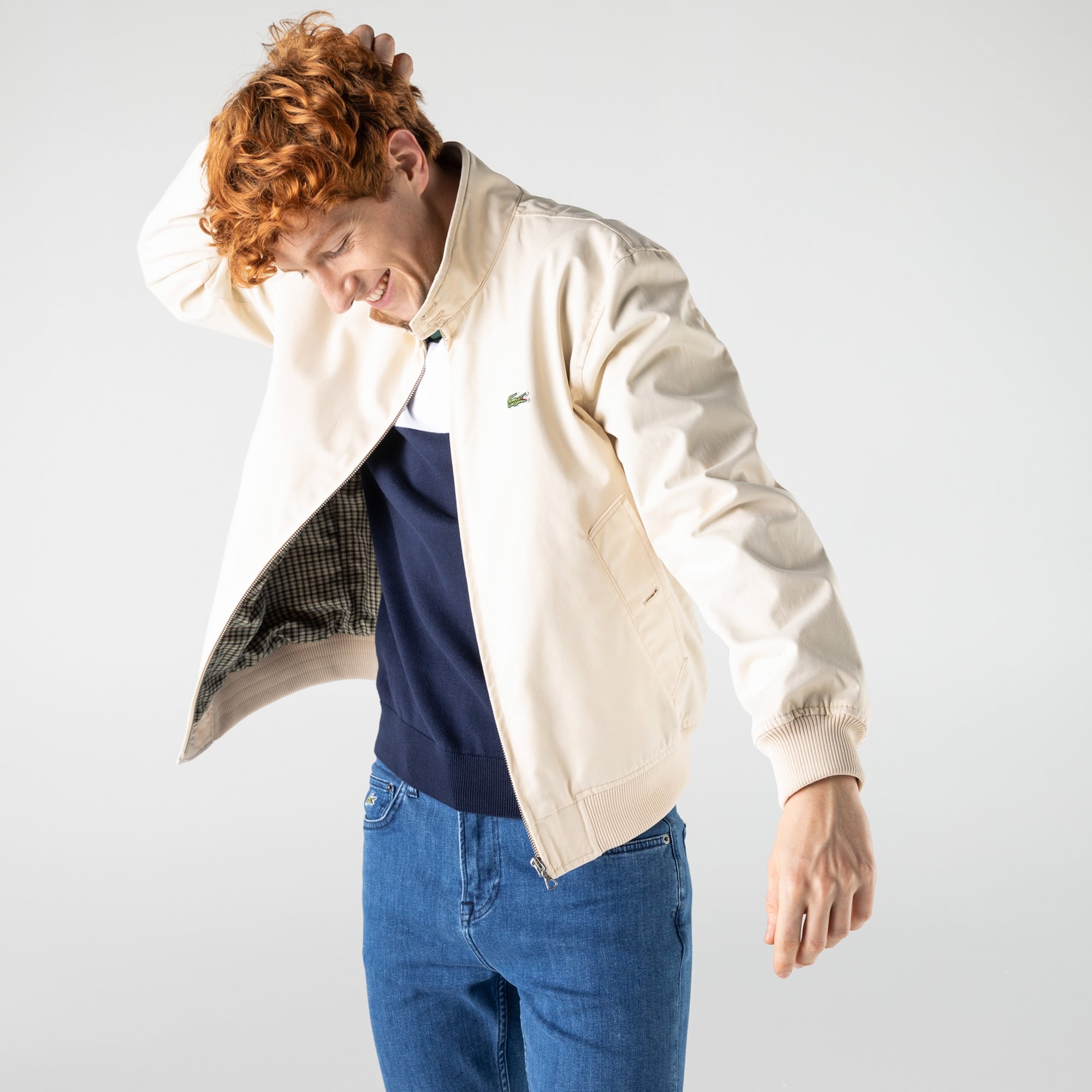 Lacoste Erkek Fermuarlı Krem Ceket