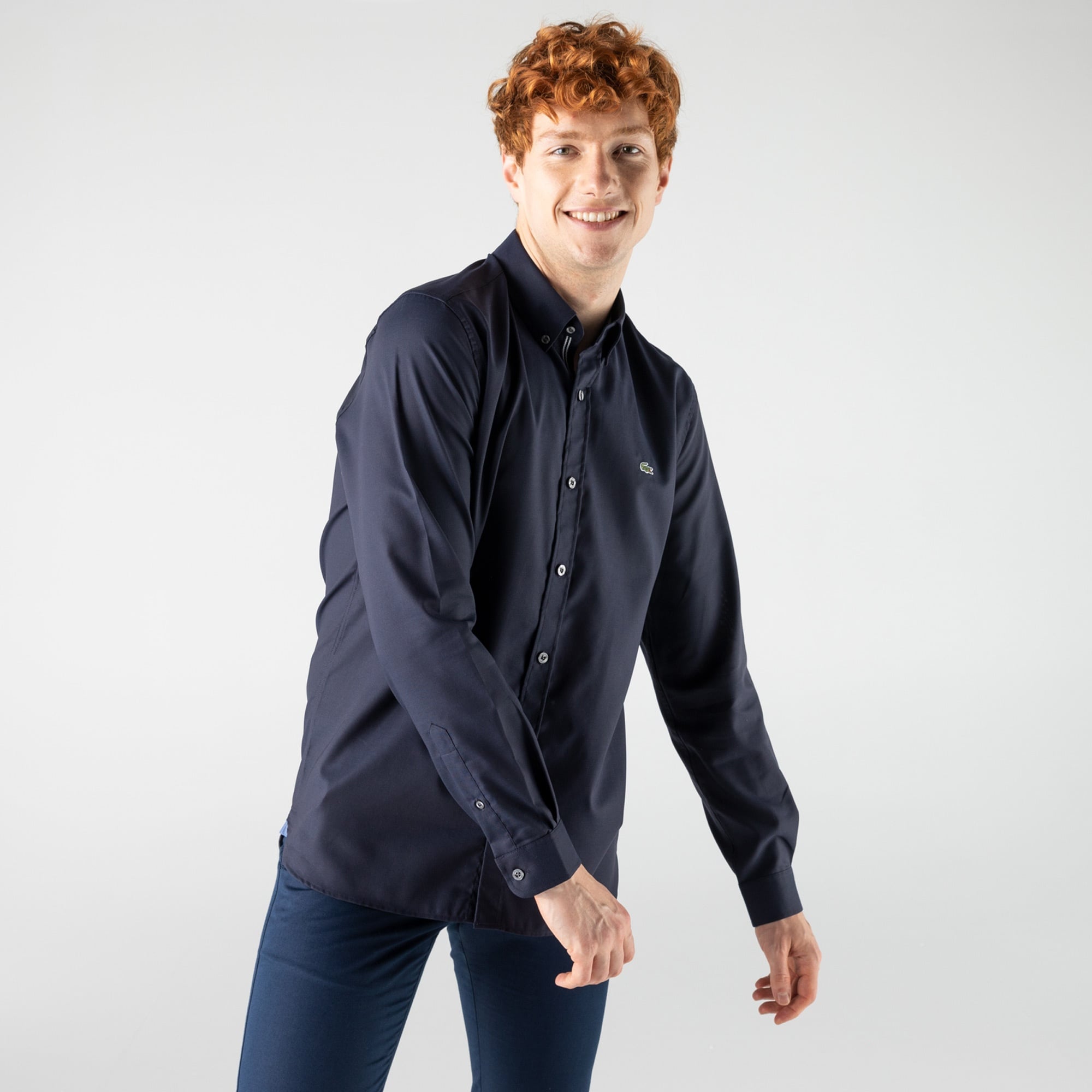 Lacoste Erkek Slim Fit Lacivert Gömlek