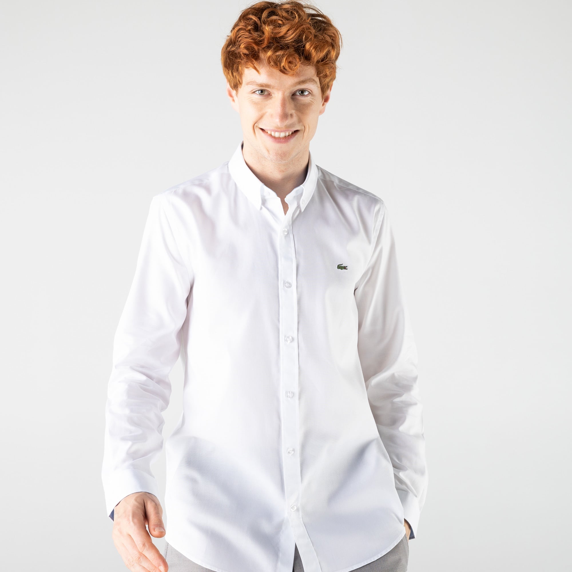 Lacoste Erkek Slim Fit Beyaz Gömlek