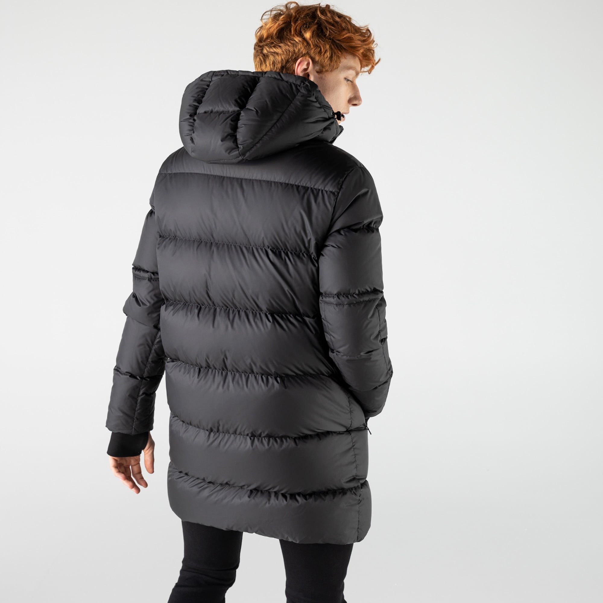 Lacoste Erkek Kapüşonlu Kapitone Siyah Mont