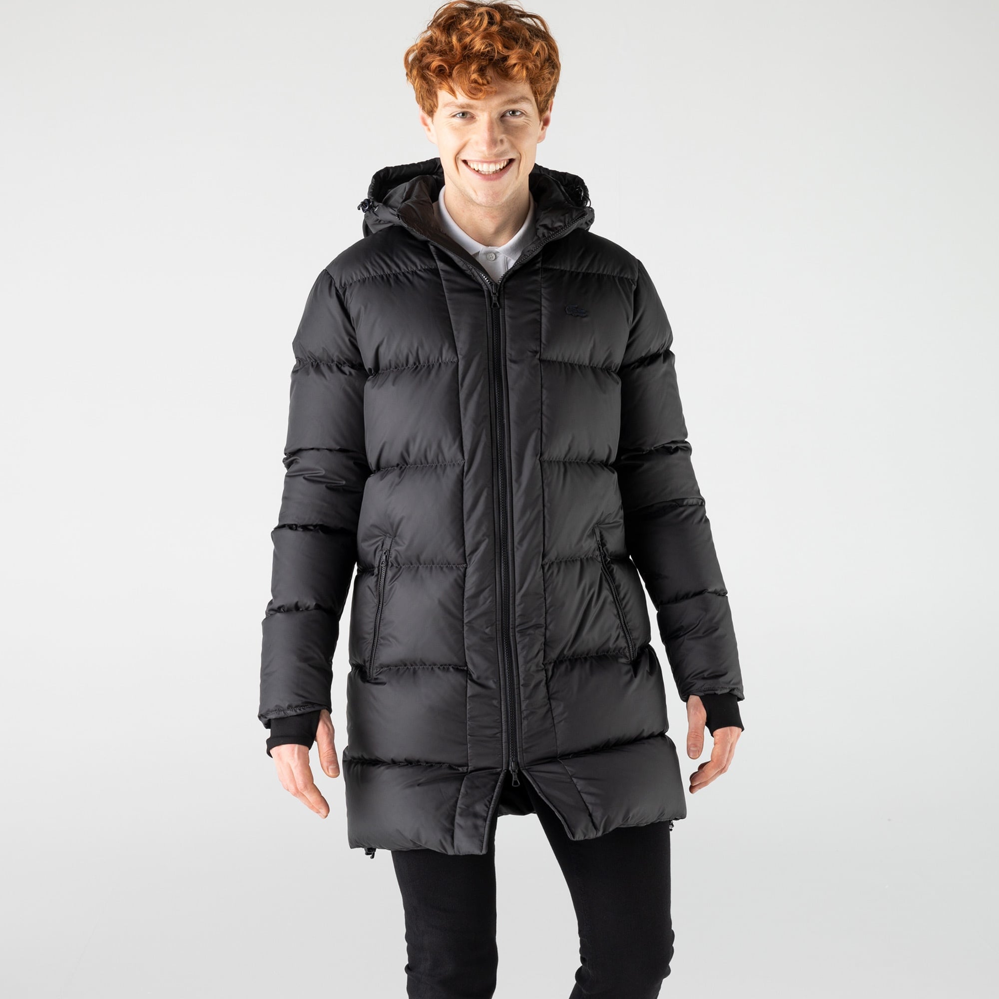 Lacoste Erkek Kapüşonlu Kapitone Siyah Mont