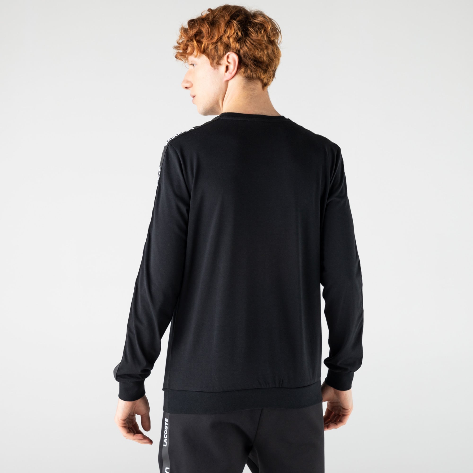 Lacoste SPORT Erkek Slim Fit Baskılı Uzun Kollu Siyah T-Shirt