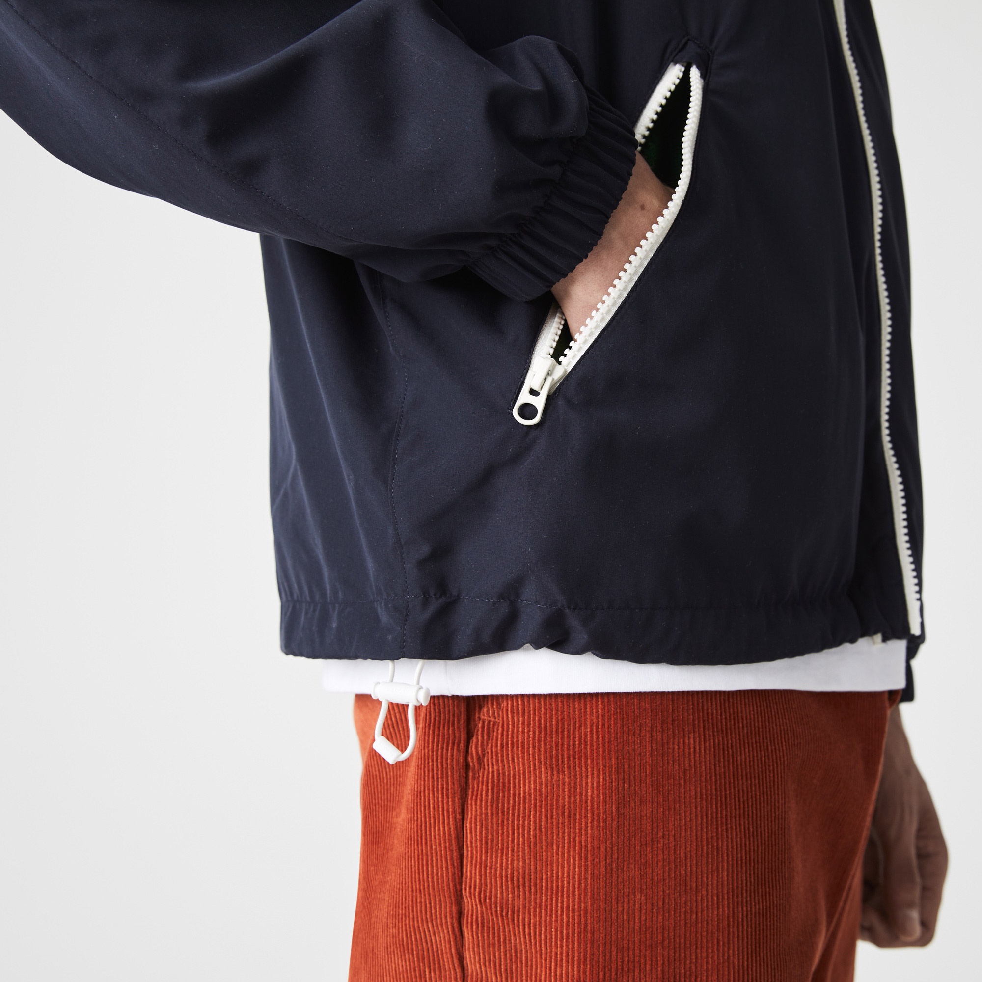 Lacoste Erkek Kapüşonlu Suya Dayanıklı Fermuarlı Lacivert Rüzgarlık