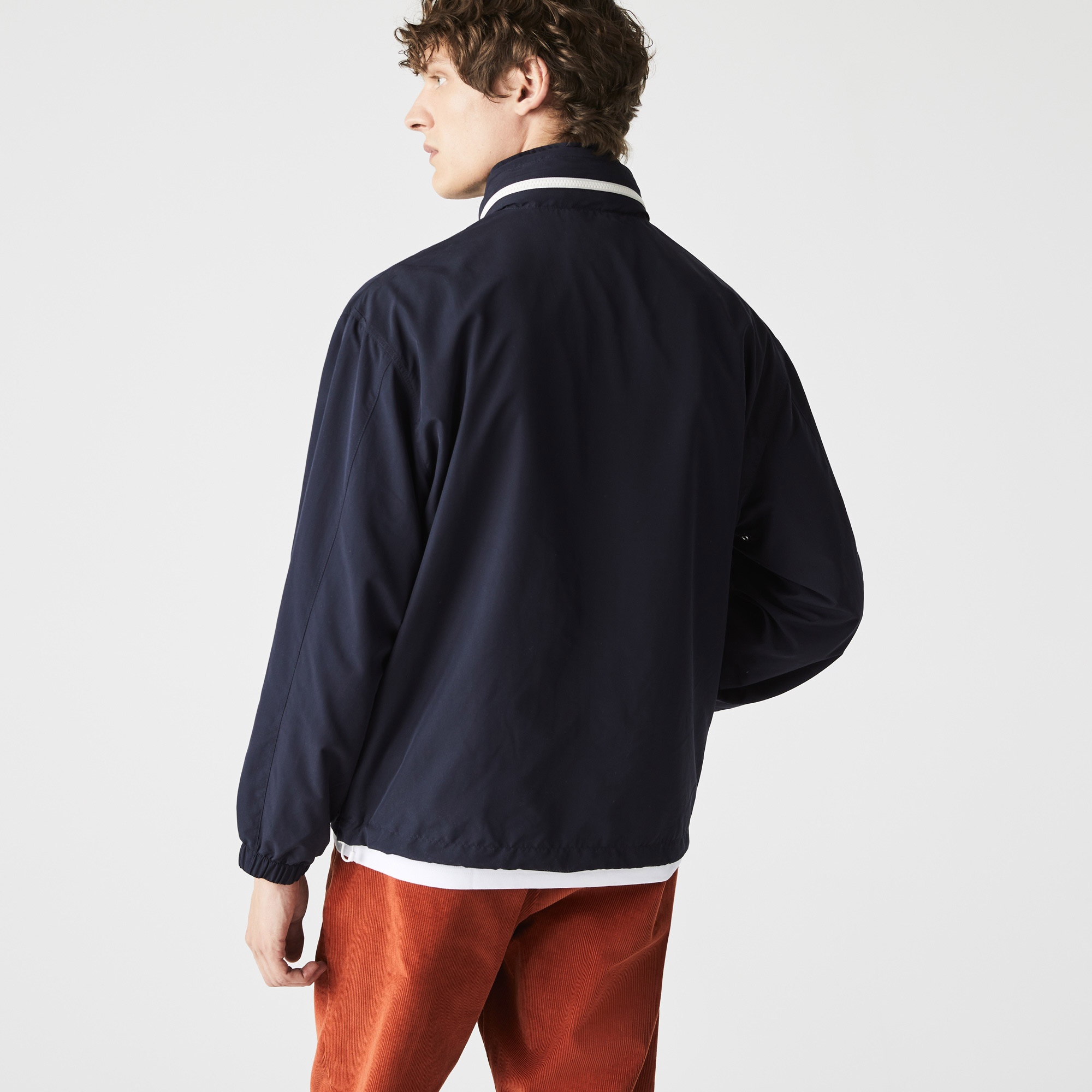 Lacoste Erkek Kapüşonlu Suya Dayanıklı Fermuarlı Lacivert Rüzgarlık