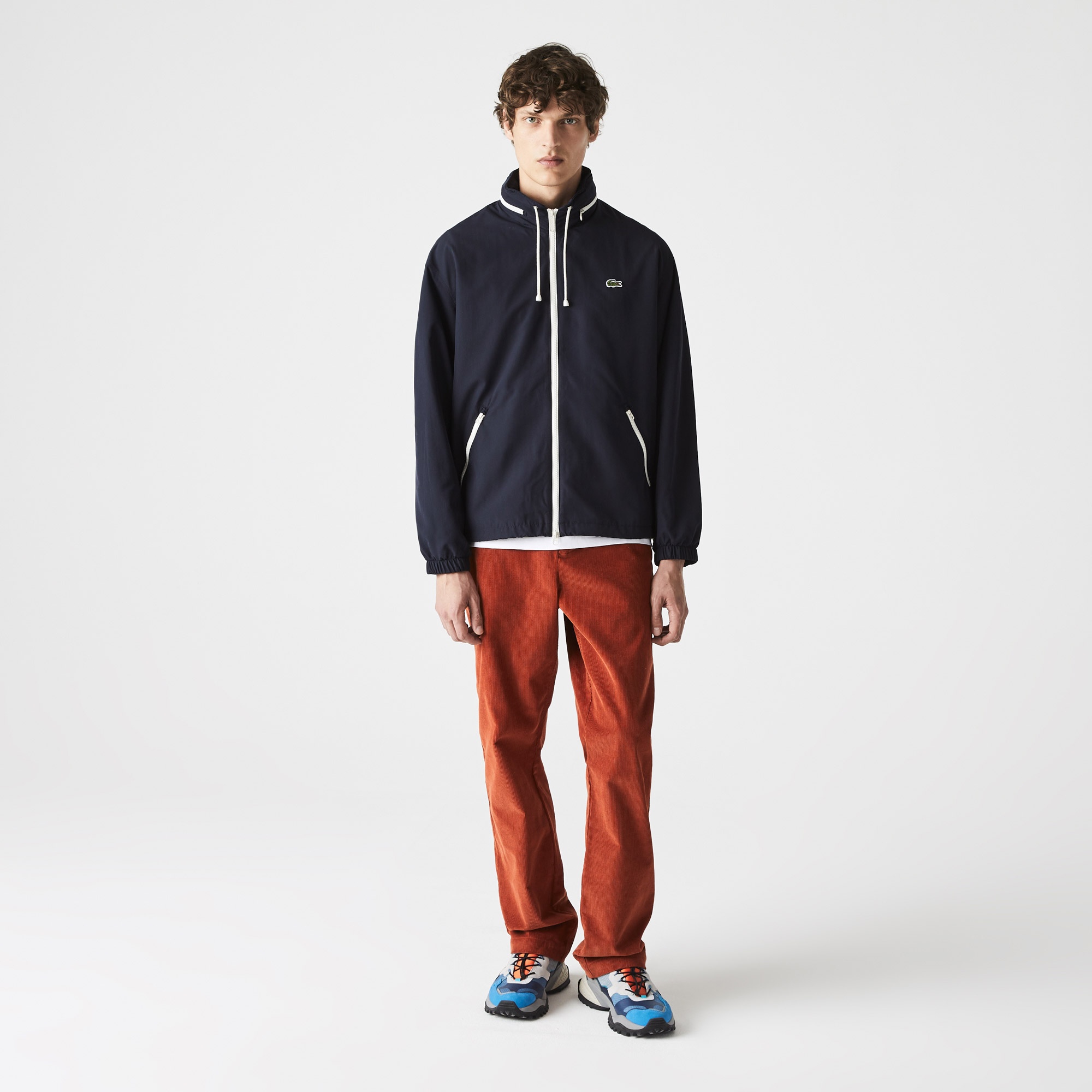 Lacoste Erkek Kapüşonlu Suya Dayanıklı Fermuarlı Lacivert Rüzgarlık