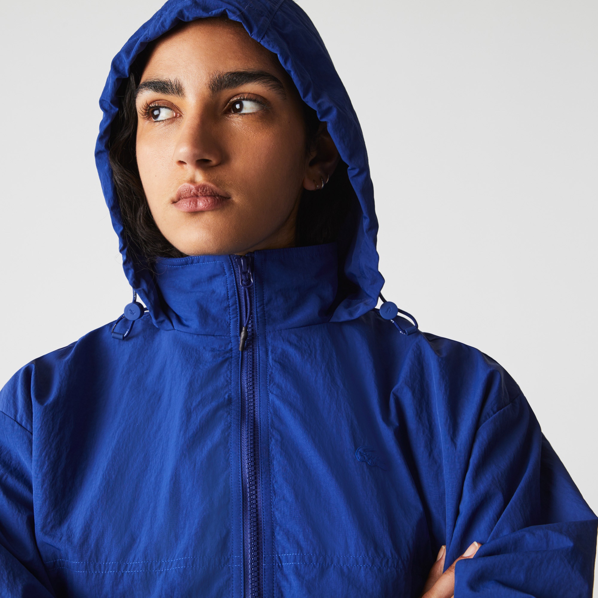 Lacoste Kadın Kapüşonlu Renk Bloklu Renkli Rüzgarlık