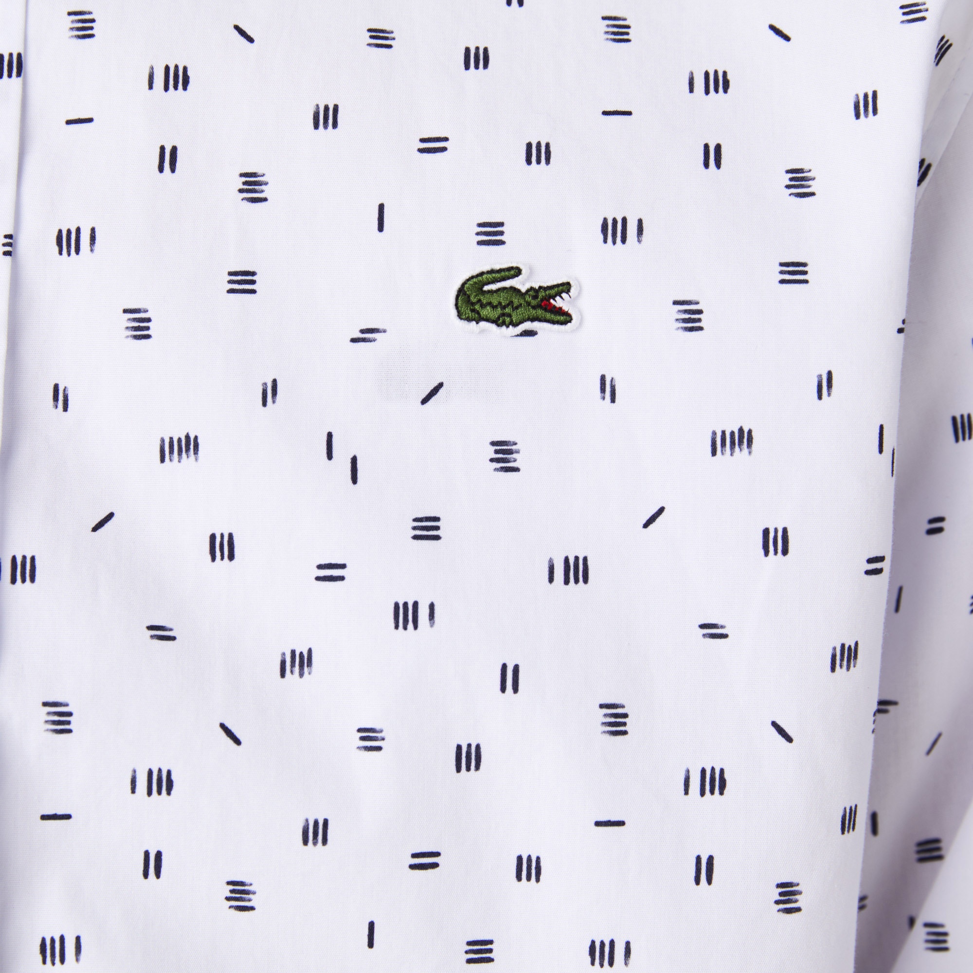 Lacoste Erkek Slim Fit Uzun Kollu Desenli Beyaz Gömlek