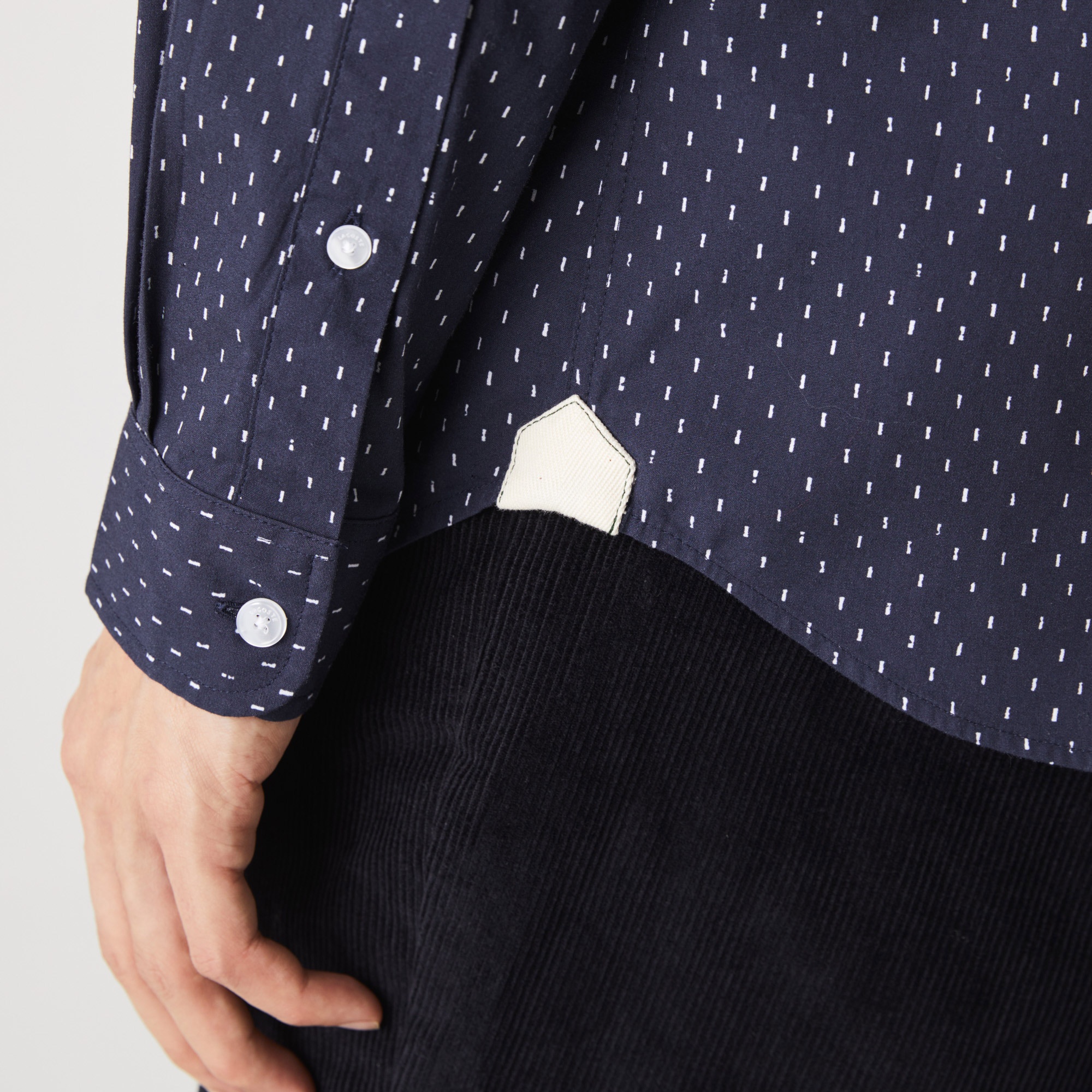 Lacoste Erkek Slim Fit Desenli Poplin Mavi Gömlek