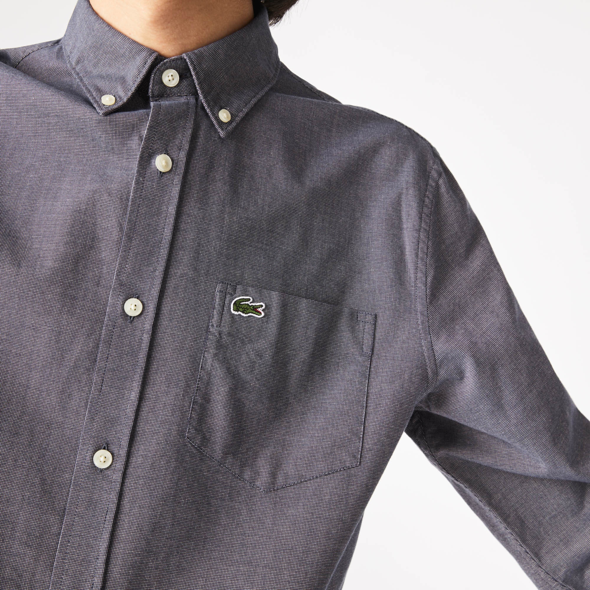 Lacoste Erkek Regular Fit Uzun Kollu Desenli Lacivert Gömlek