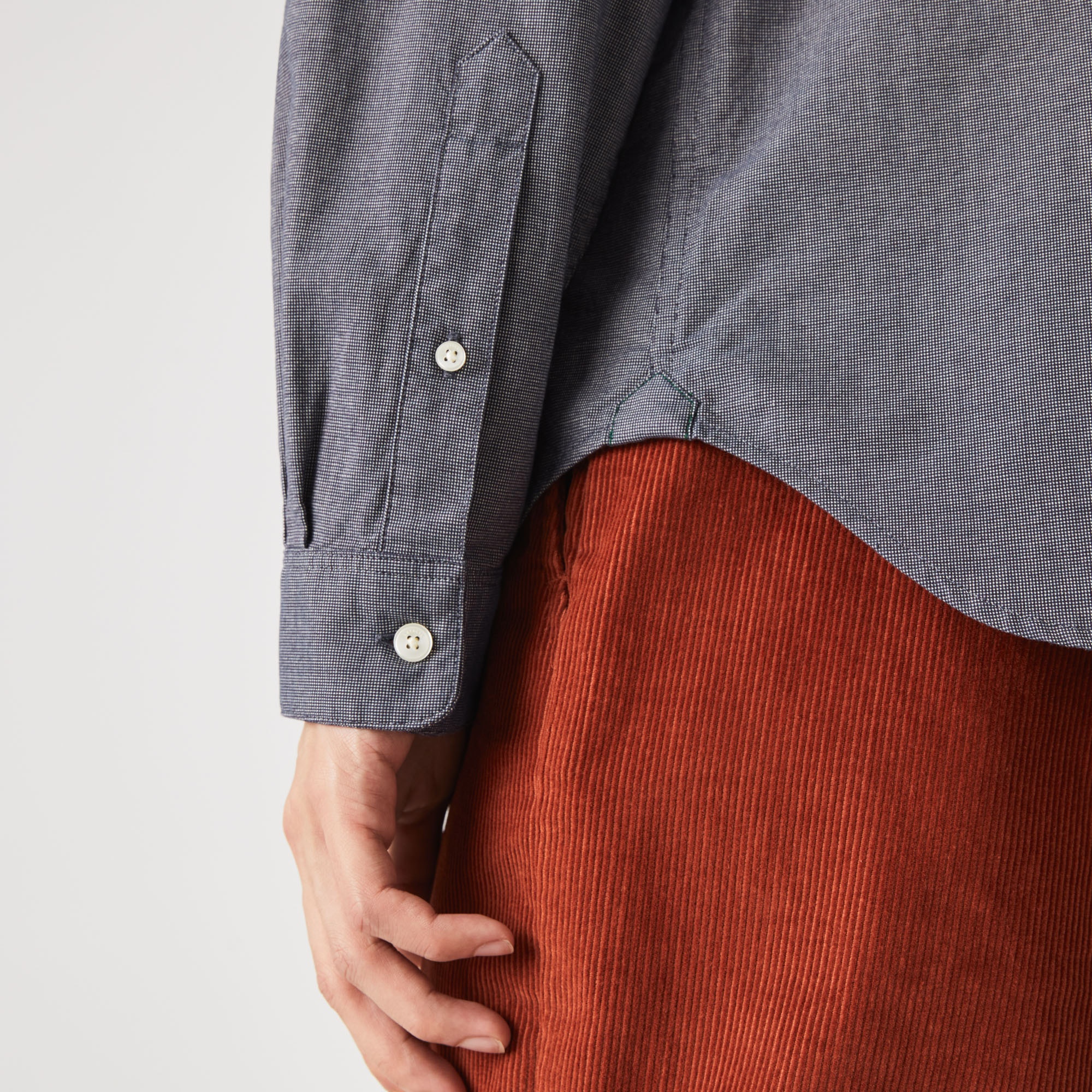 Lacoste Erkek Regular Fit Uzun Kollu Desenli Lacivert Gömlek