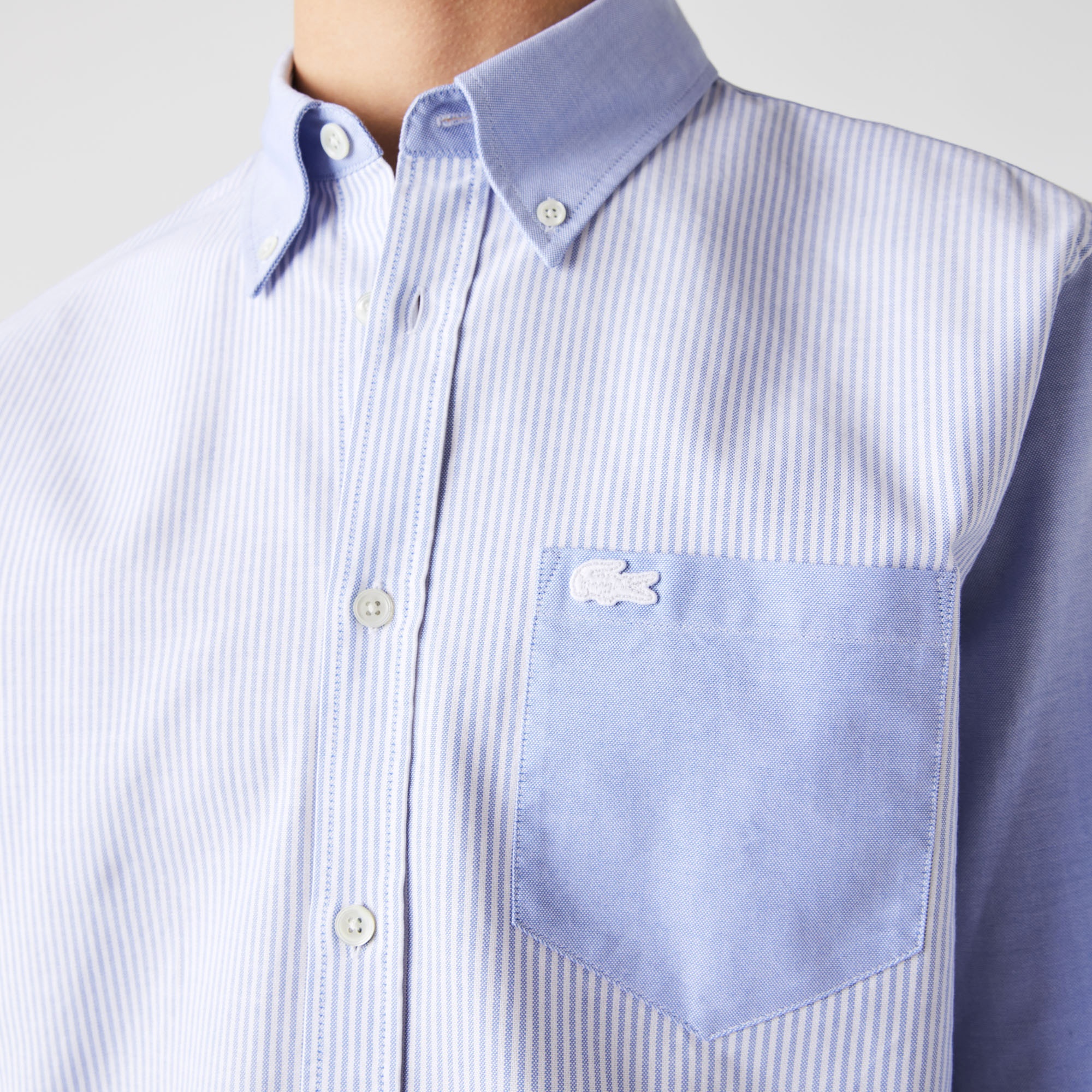 Lacoste Heritage Erkek Regular Fit Uzun Kollu Çizgili Mavi Gömlek