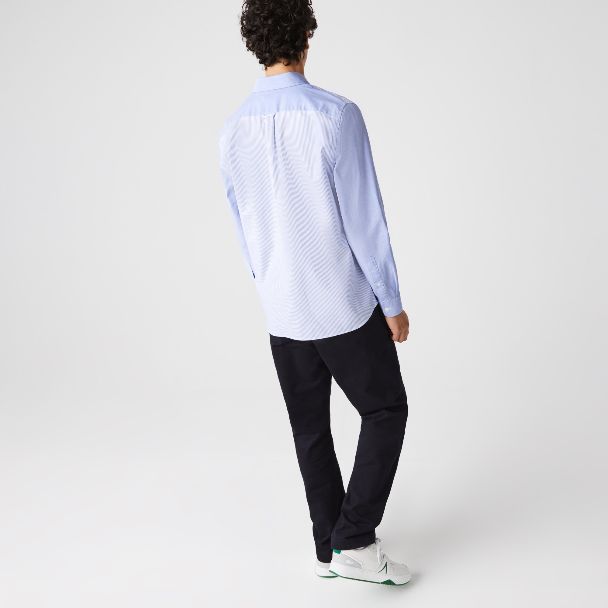 Lacoste Heritage Erkek Regular Fit Uzun Kollu Çizgili Mavi Gömlek