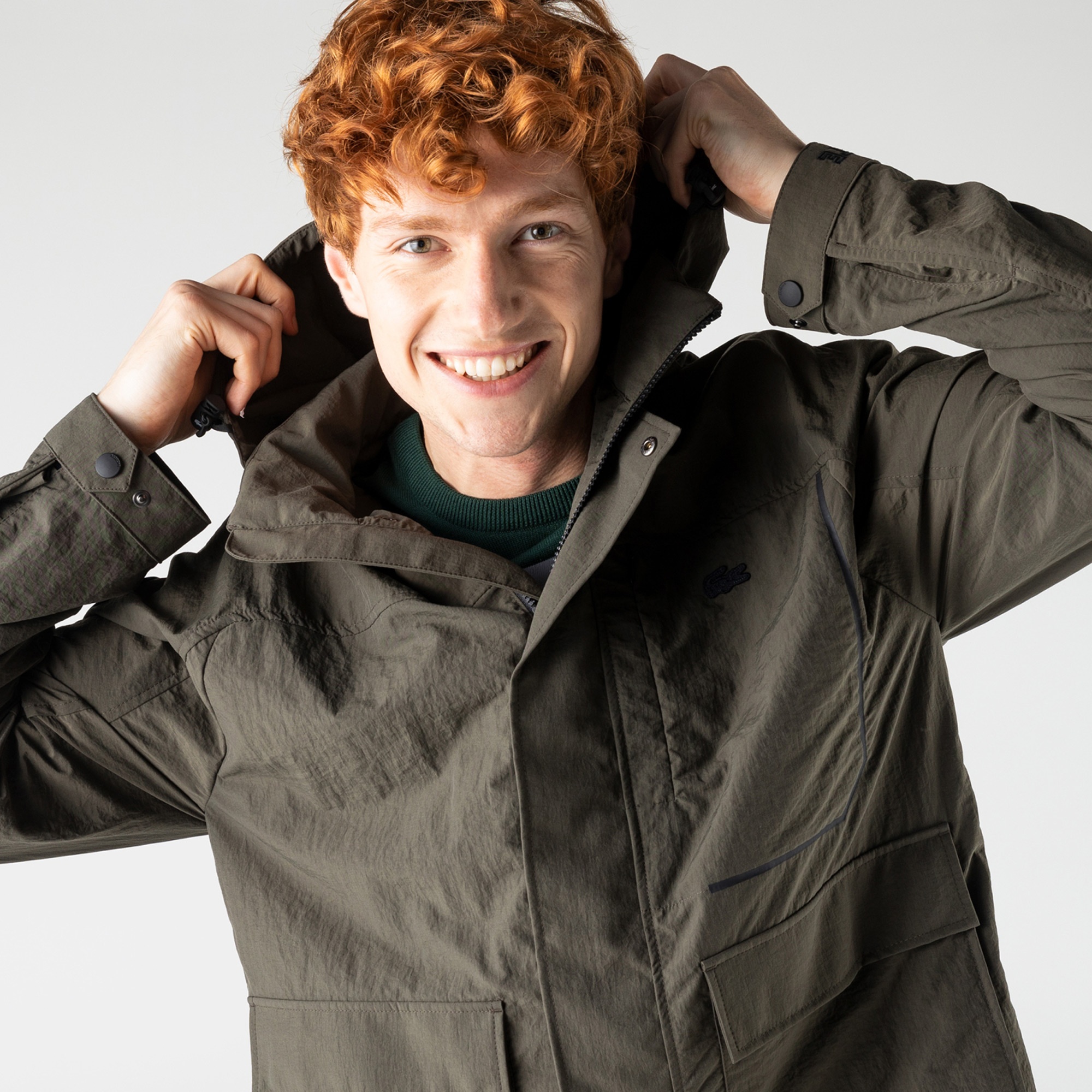 Lacoste Erkek Çıkarılabilir Kapüşonlu Haki Mont