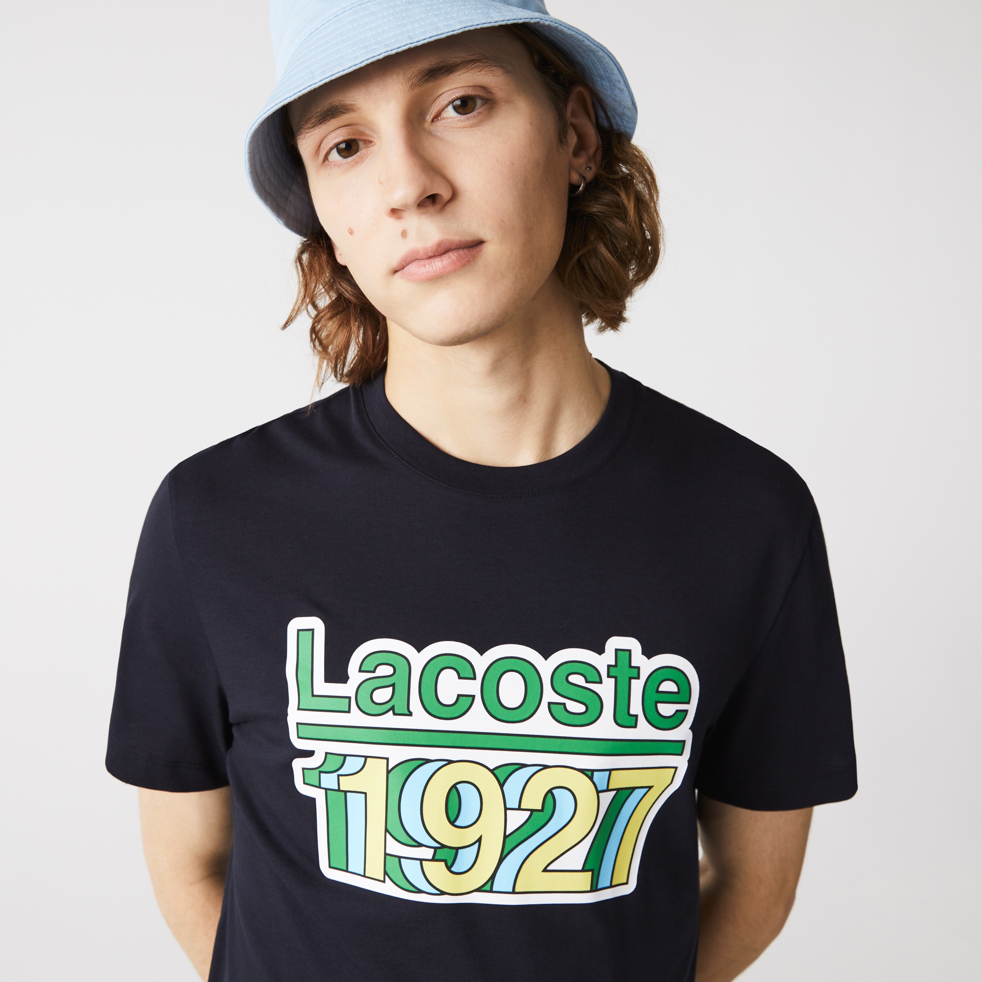 Lacoste Erkek Regular Fit Bisiklet Yaka Baskılı Lacivert T-Shirt