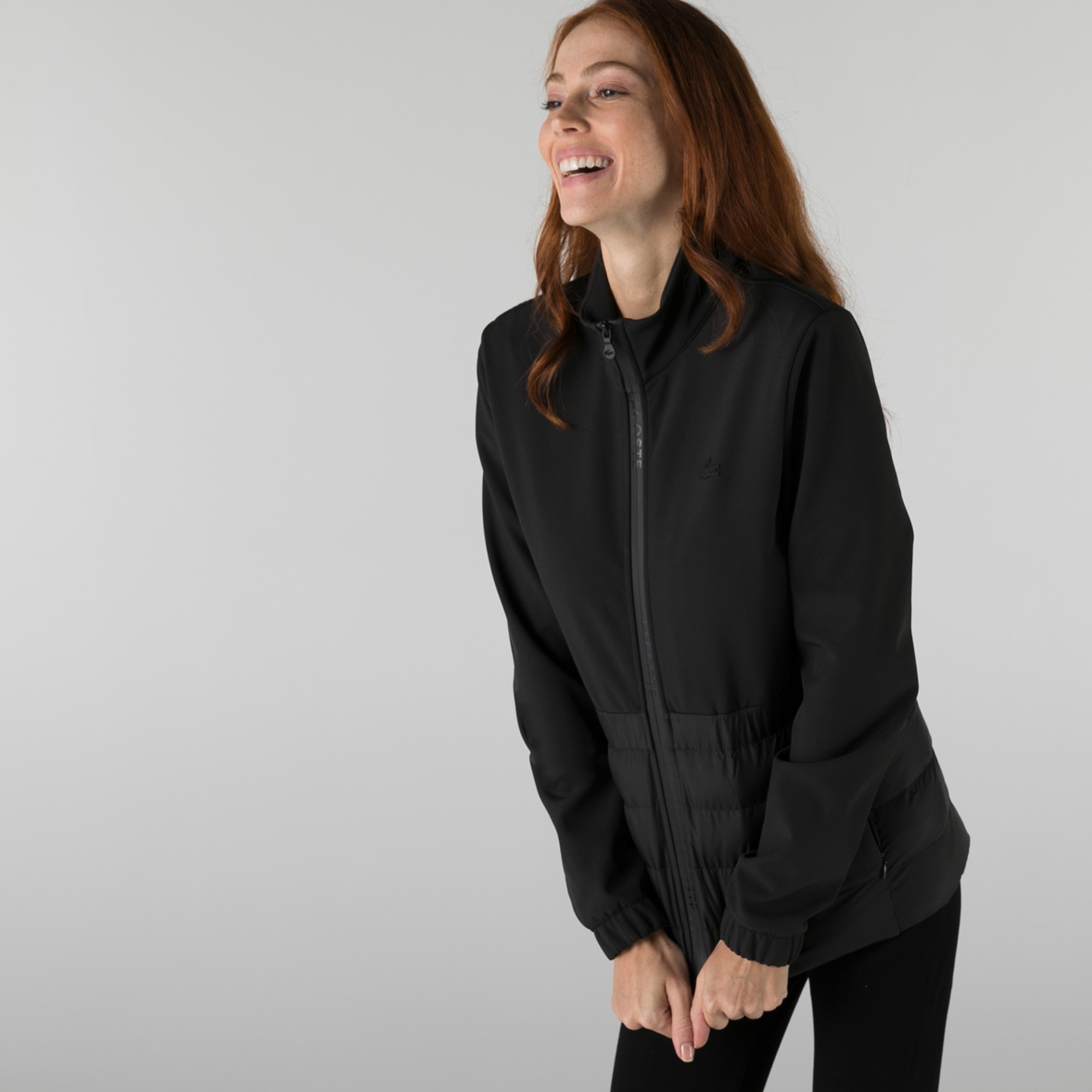 Lacoste Kadın Dik Yaka Kapitone Siyah Mont