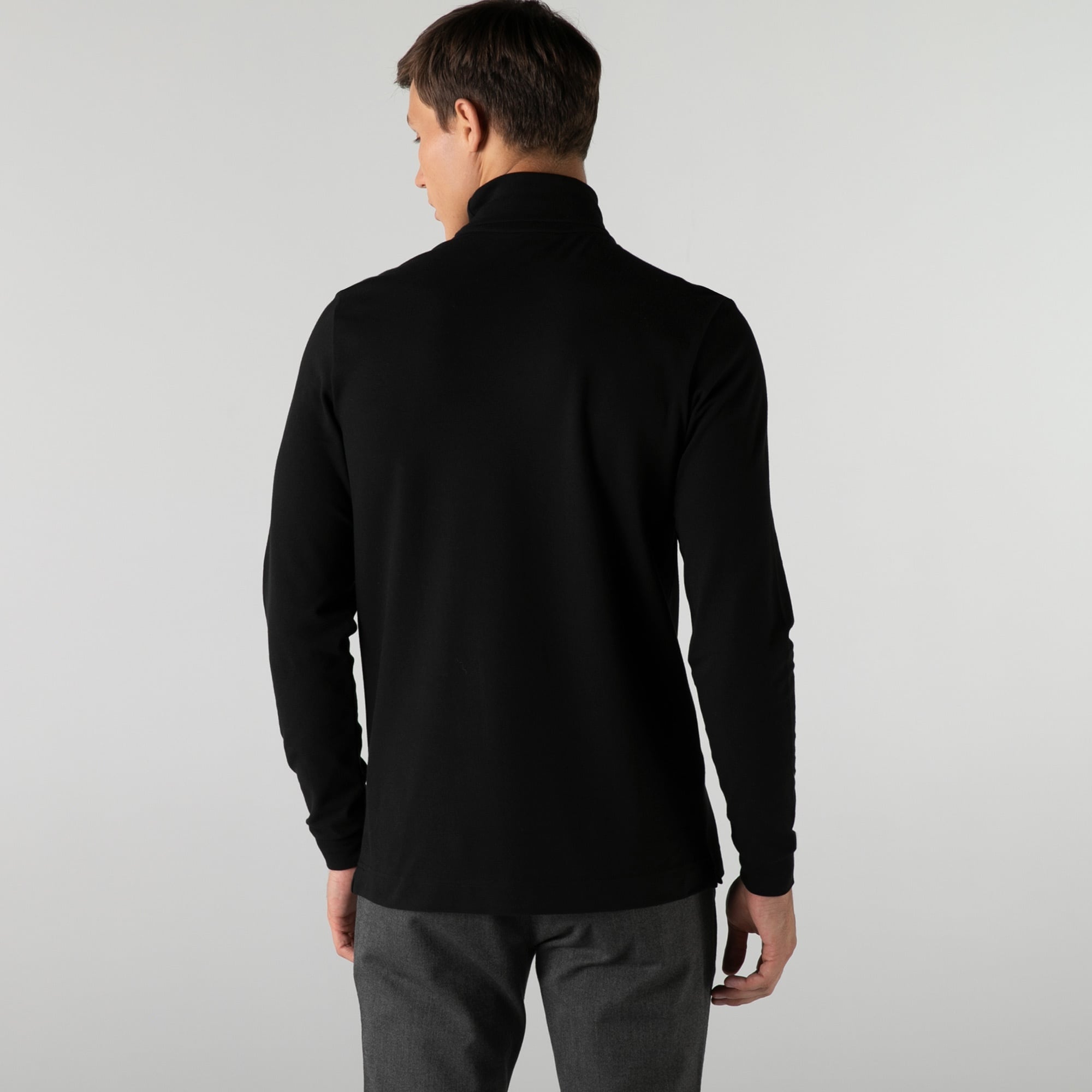 Lacoste Erkek Regular Fit Uzun Kollu Boğazlı Yaka Siyah T-Shirt