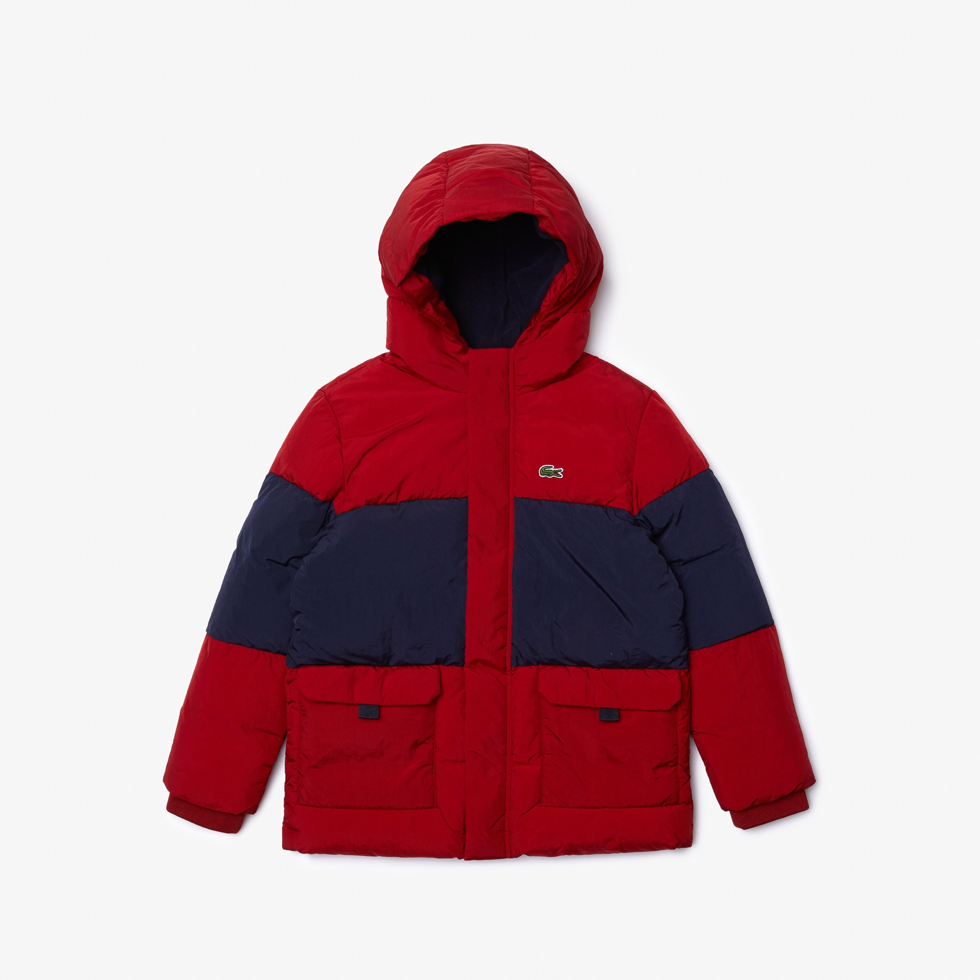 Lacoste Erkek Çocuk Kapüşonlu Kapitone Kırmızı Mont