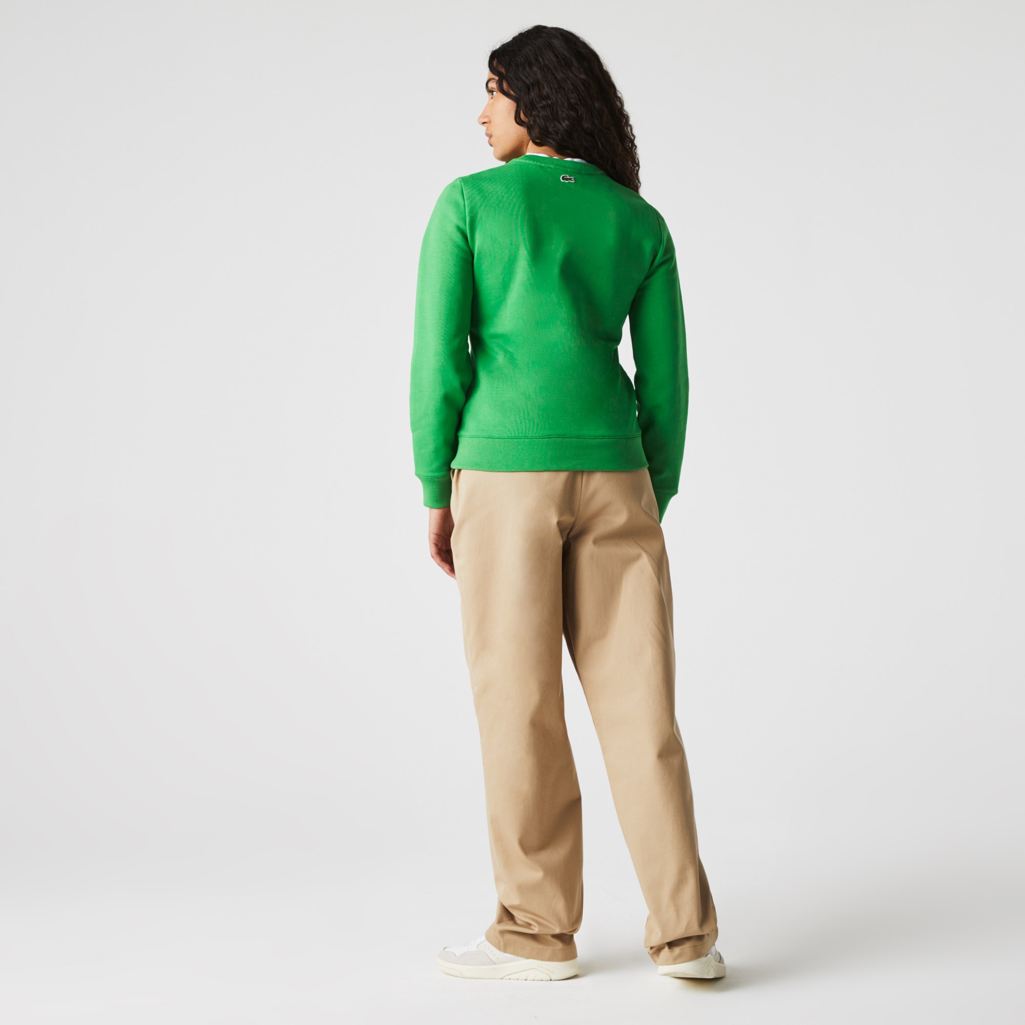 Lacoste Kadın Regular Fit Bisiklet Yaka Baskılı Yeşil Sweatshirt