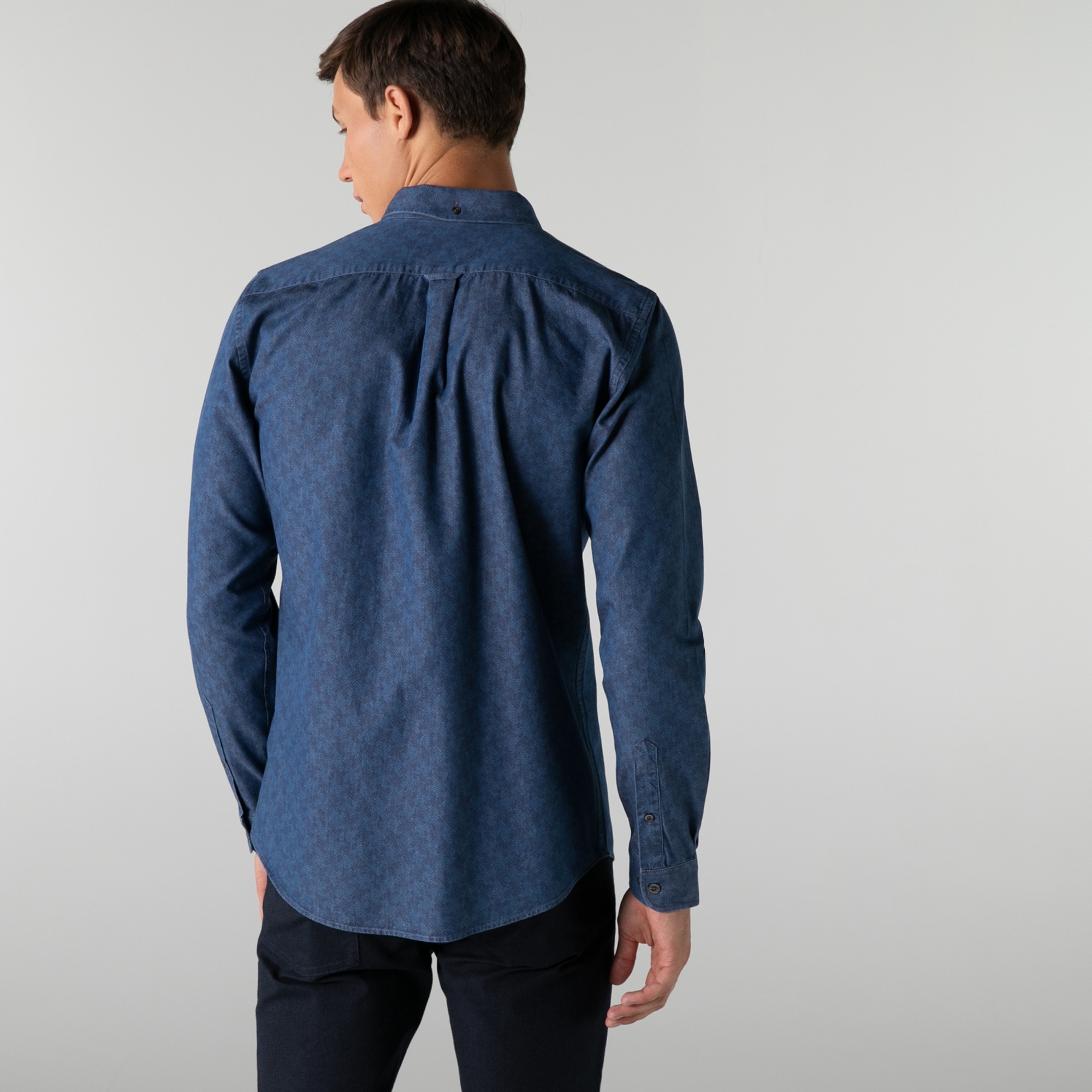 Lacoste Erkek Slim Fit Desenli Mavi Gömlek