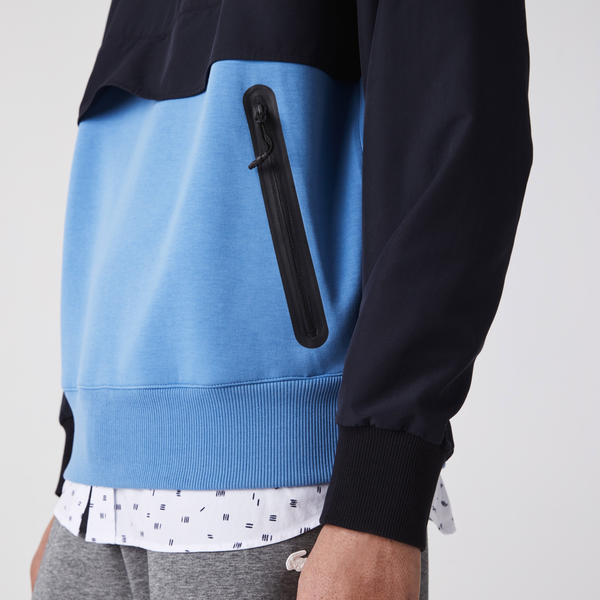 Lacoste Erkek Kapüşonlu Renk Bloklu Lacivert Rüzgarlık