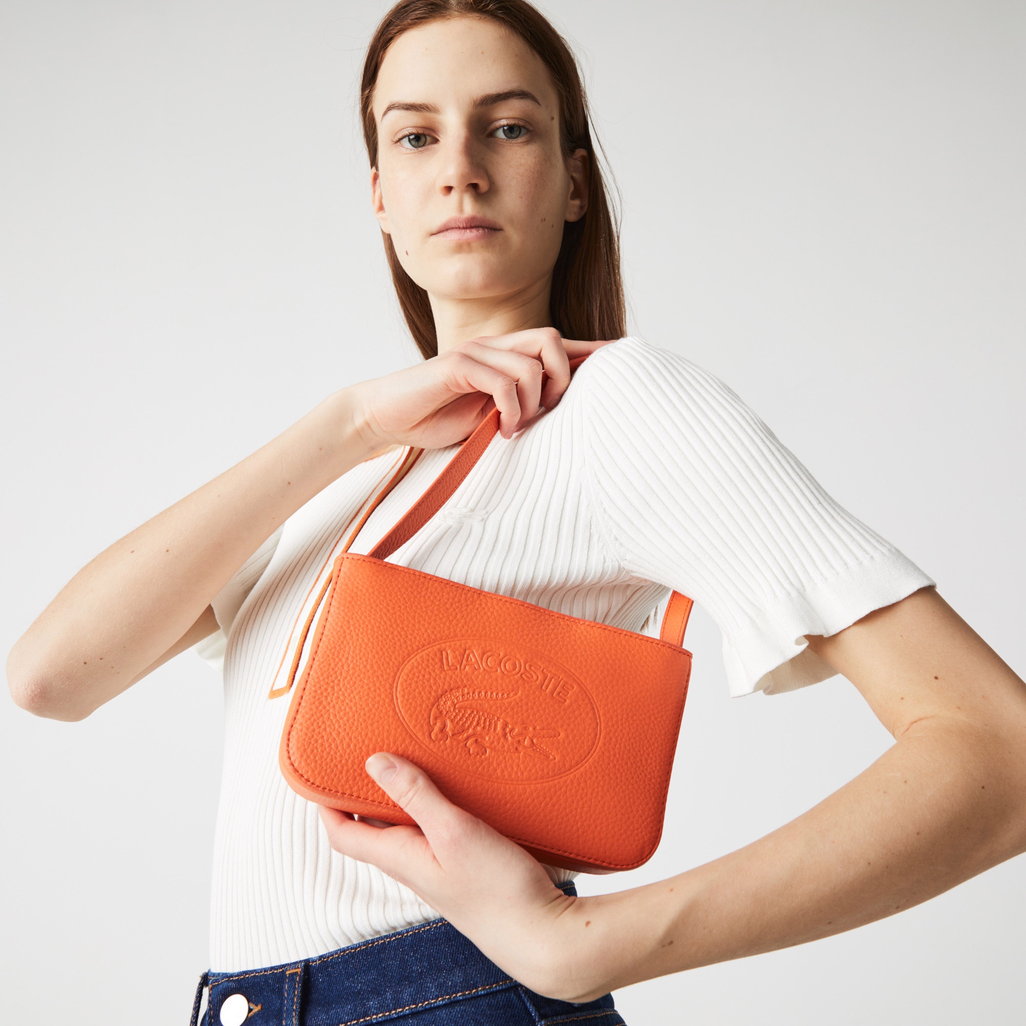 Lacoste Croco Crew Kadın Deri Turuncu Çanta