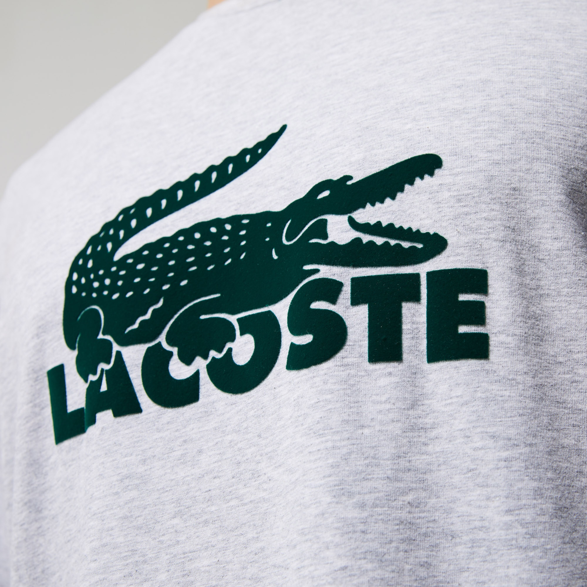 Lacoste Erkek Regular Fit Uzun Kollu Bisiklet Yaka Baskılı Gri Pijama Takımı
