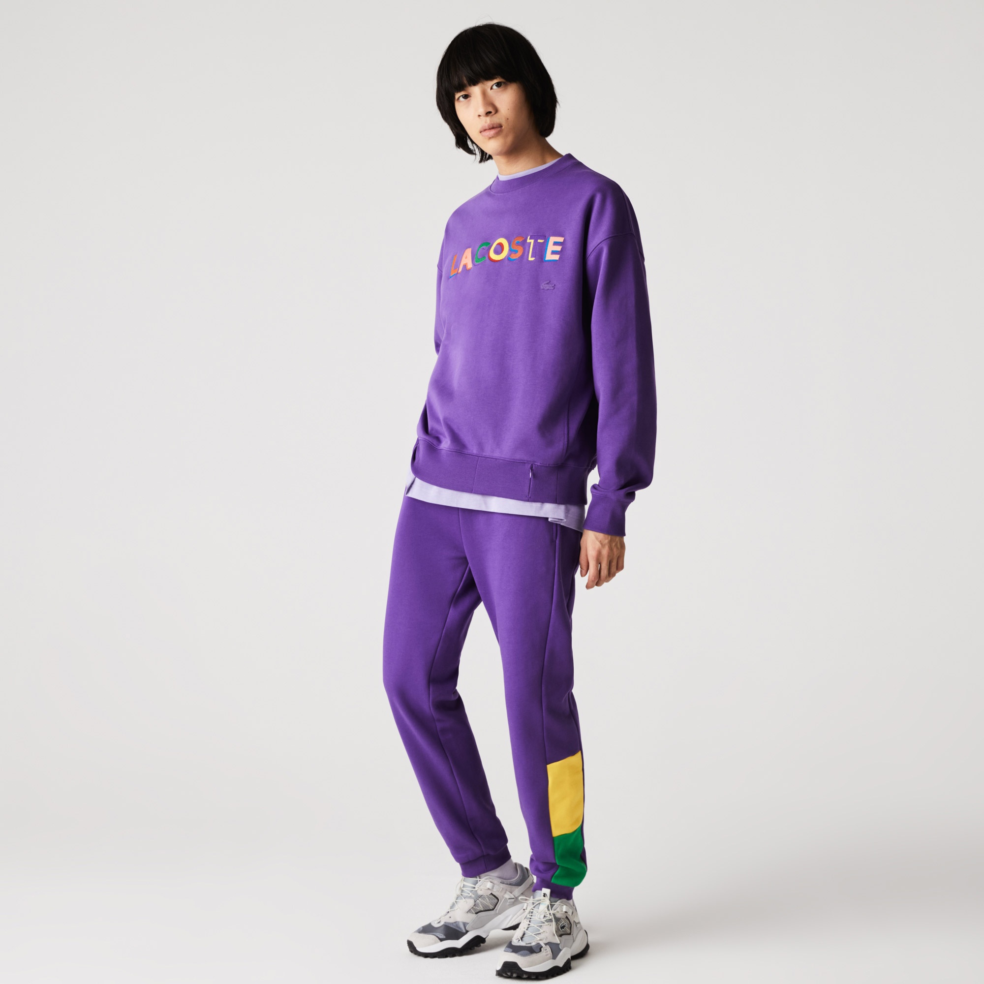 Lacoste Erkek Tappered Fit Renk Bloklu Mor Eşofman Altı