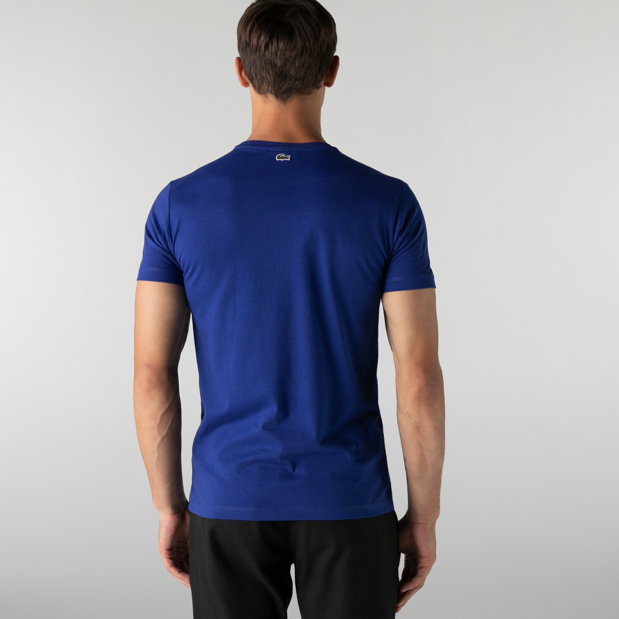 Lacoste Erkek Slim Fit Bisiklet Yaka Baskılı Lacivert T-Shirt