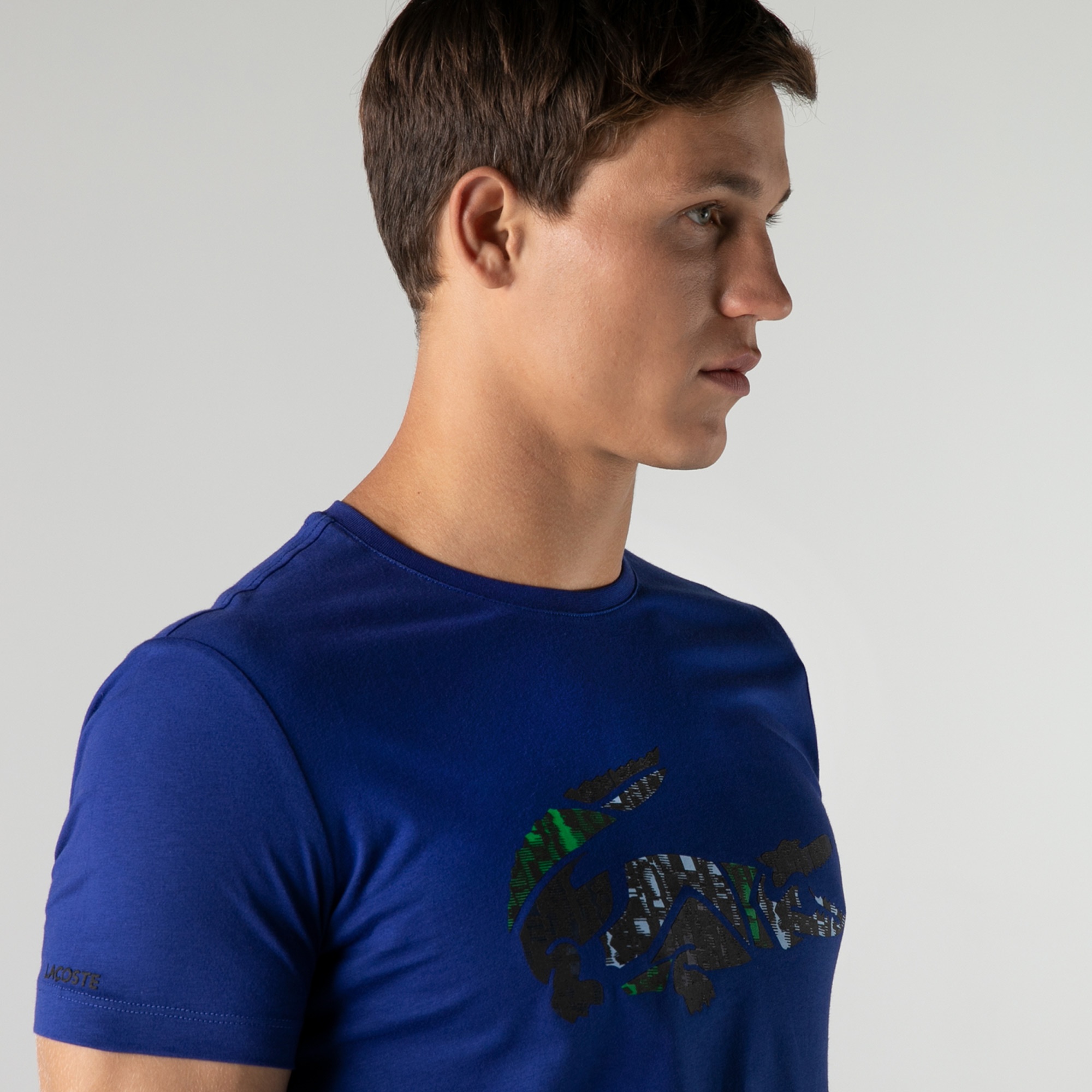 Lacoste Erkek Slim Fit Bisiklet Yaka Baskılı Lacivert T-Shirt