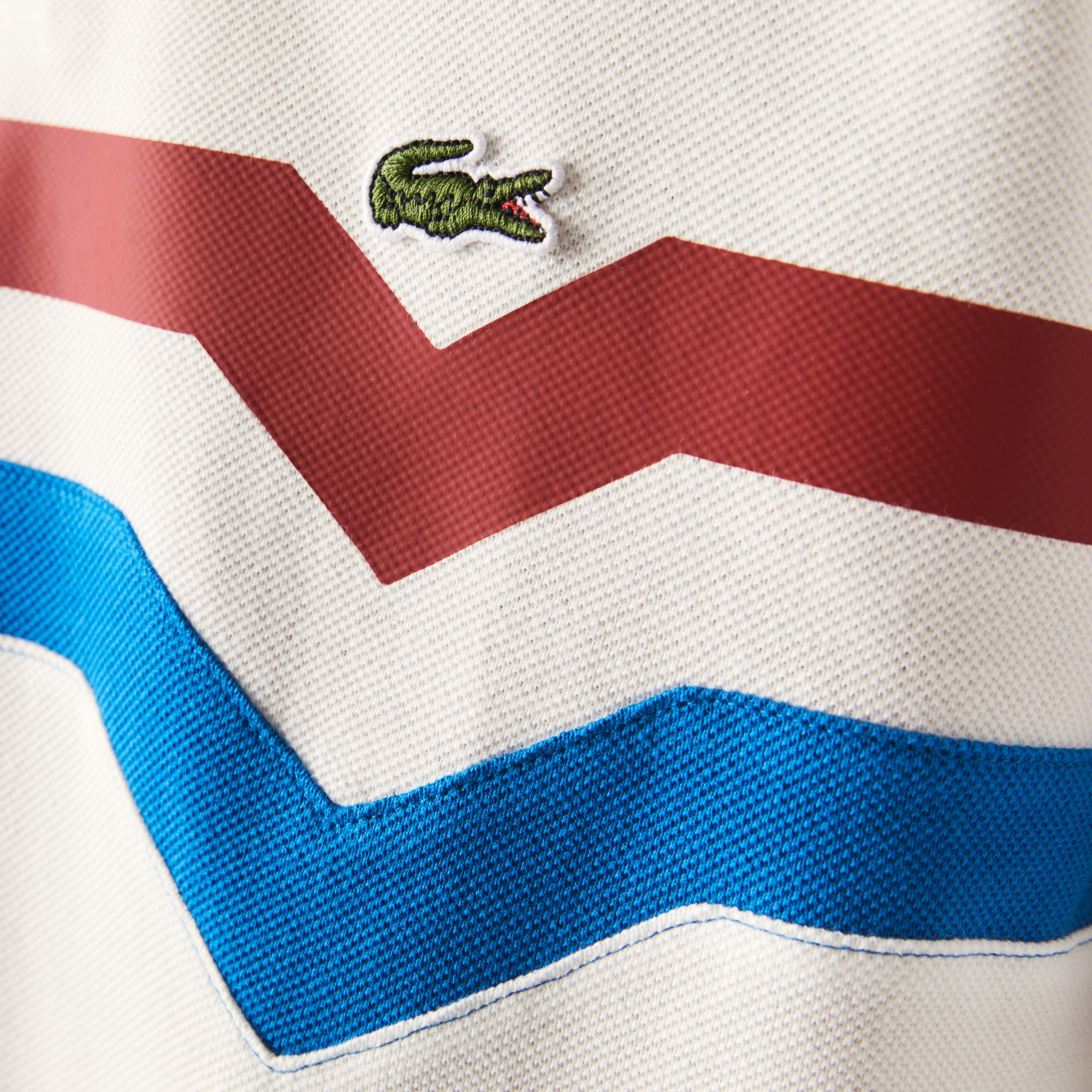 Lacoste Erkek Regular Fit Uzun Kollu Çizgili Beyaz Polo