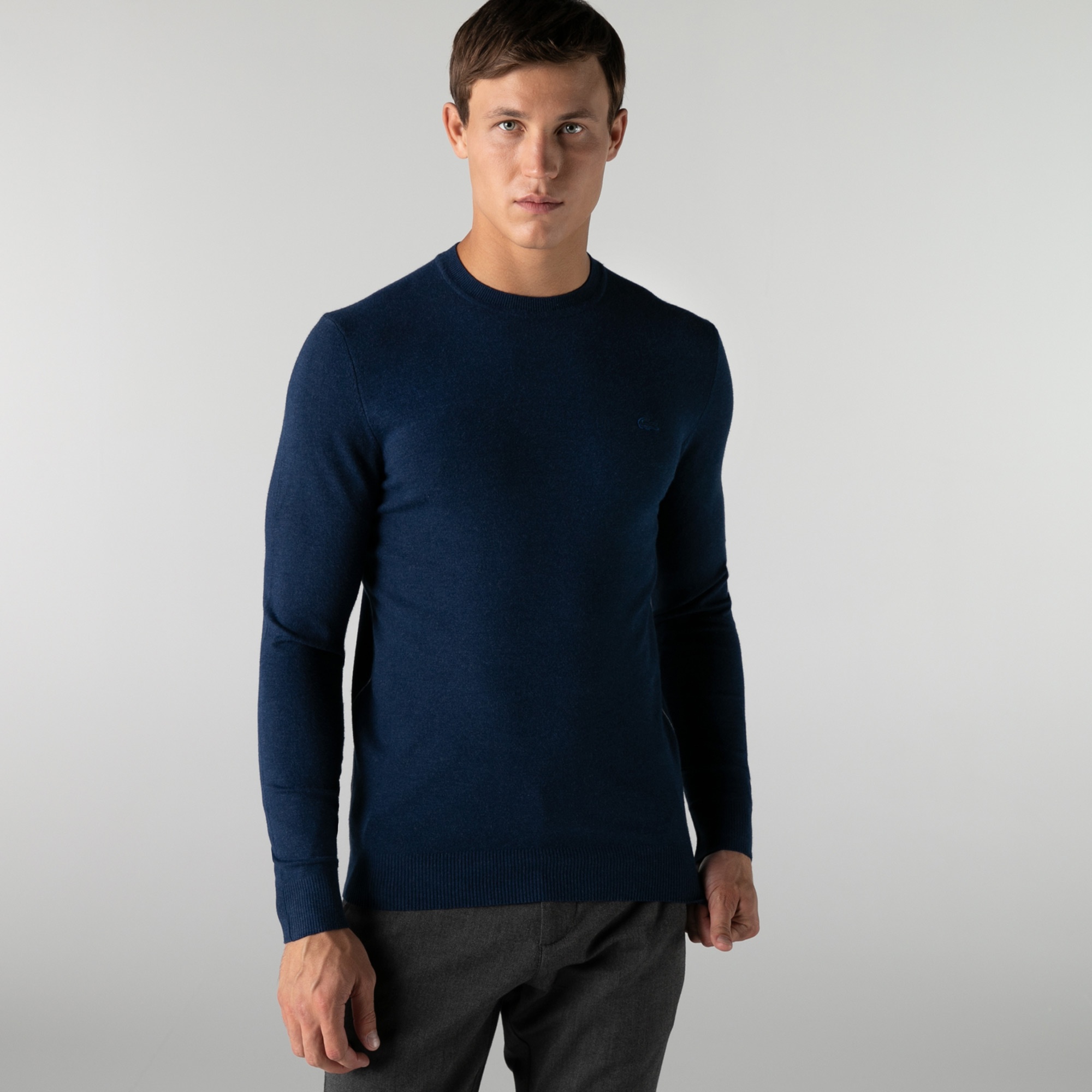 Lacoste Erkek Regular Fit Bisiklet Yaka Lacivert Kazak