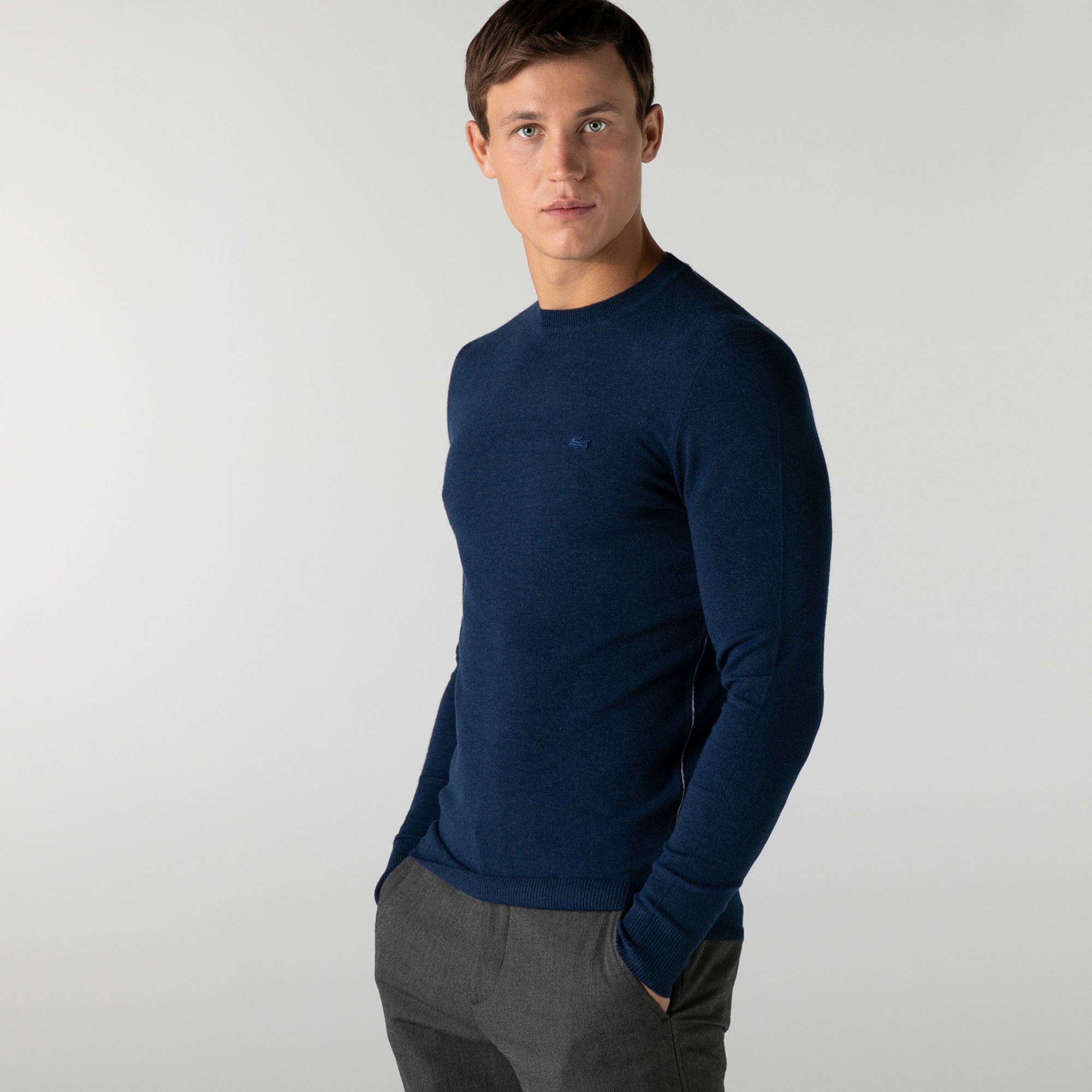 Lacoste Erkek Regular Fit Bisiklet Yaka Lacivert Kazak