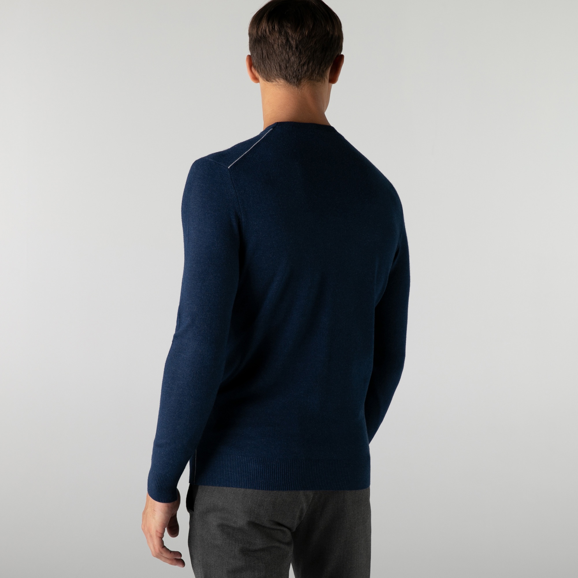 Lacoste Erkek Regular Fit Bisiklet Yaka Lacivert Kazak