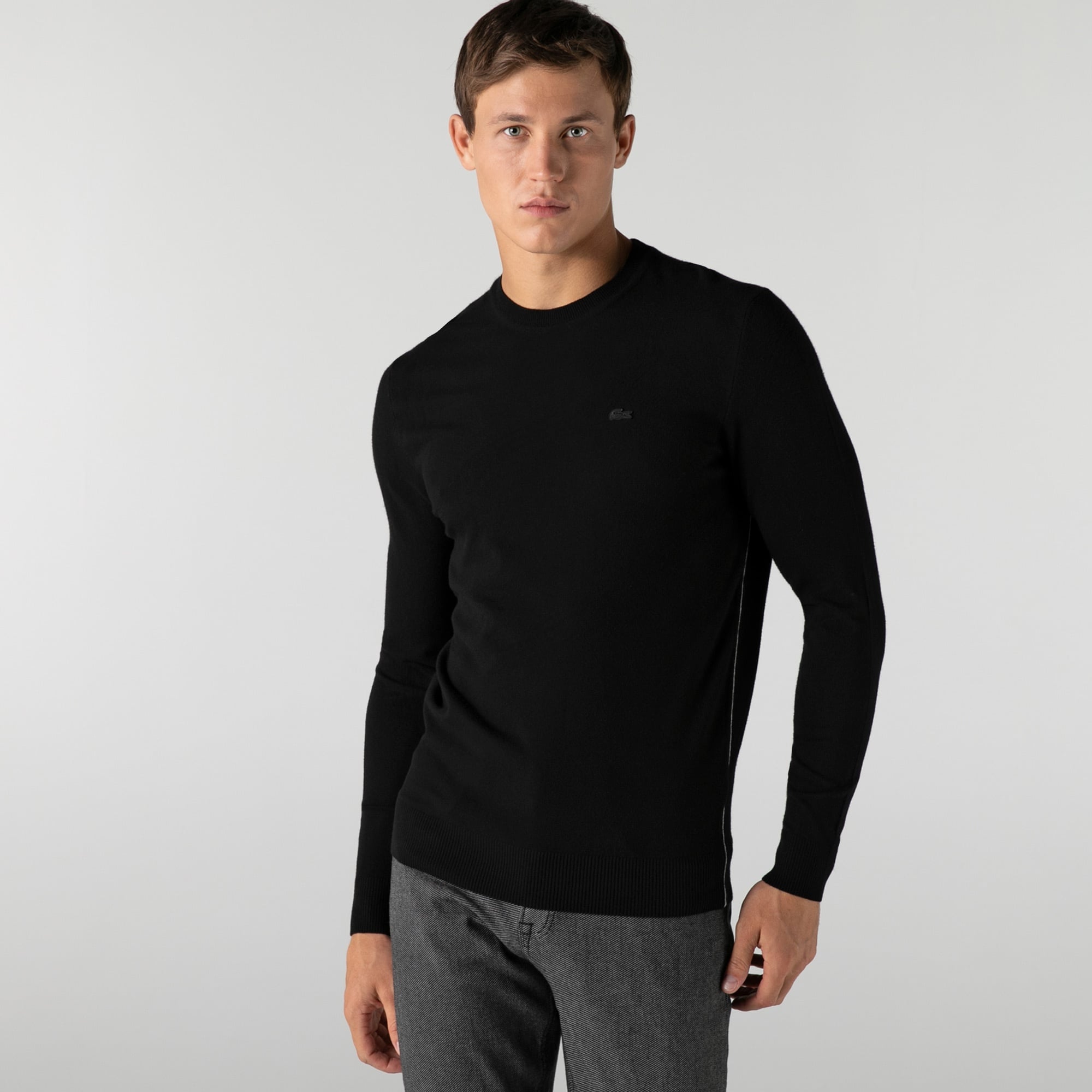 Lacoste Erkek Regular Fit Bisiklet Yaka Siyah Kazak