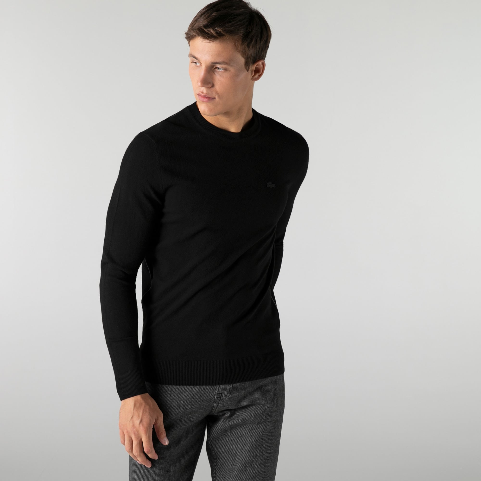 Lacoste Erkek Regular Fit Bisiklet Yaka Siyah Kazak