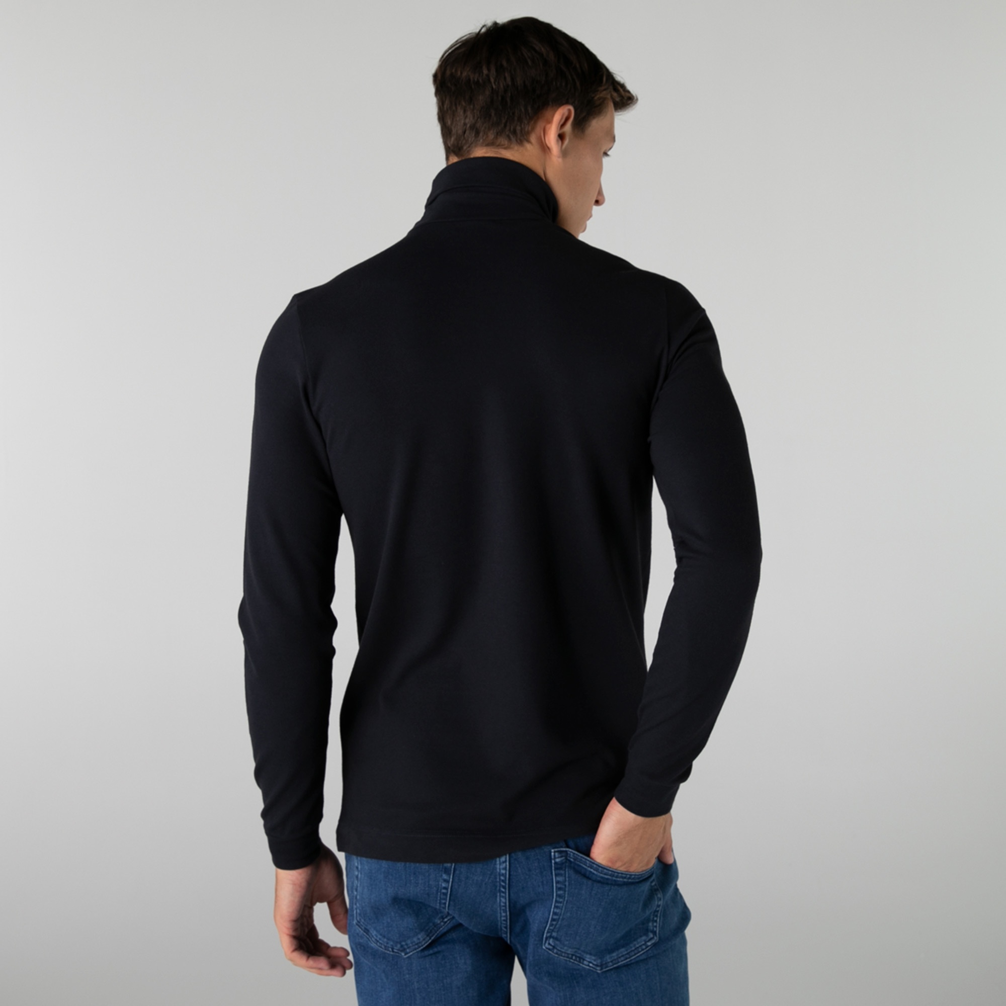 Lacoste Erkek Regular Fit Uzun Kollu Boğazlı Yaka Lacivert T-Shirt