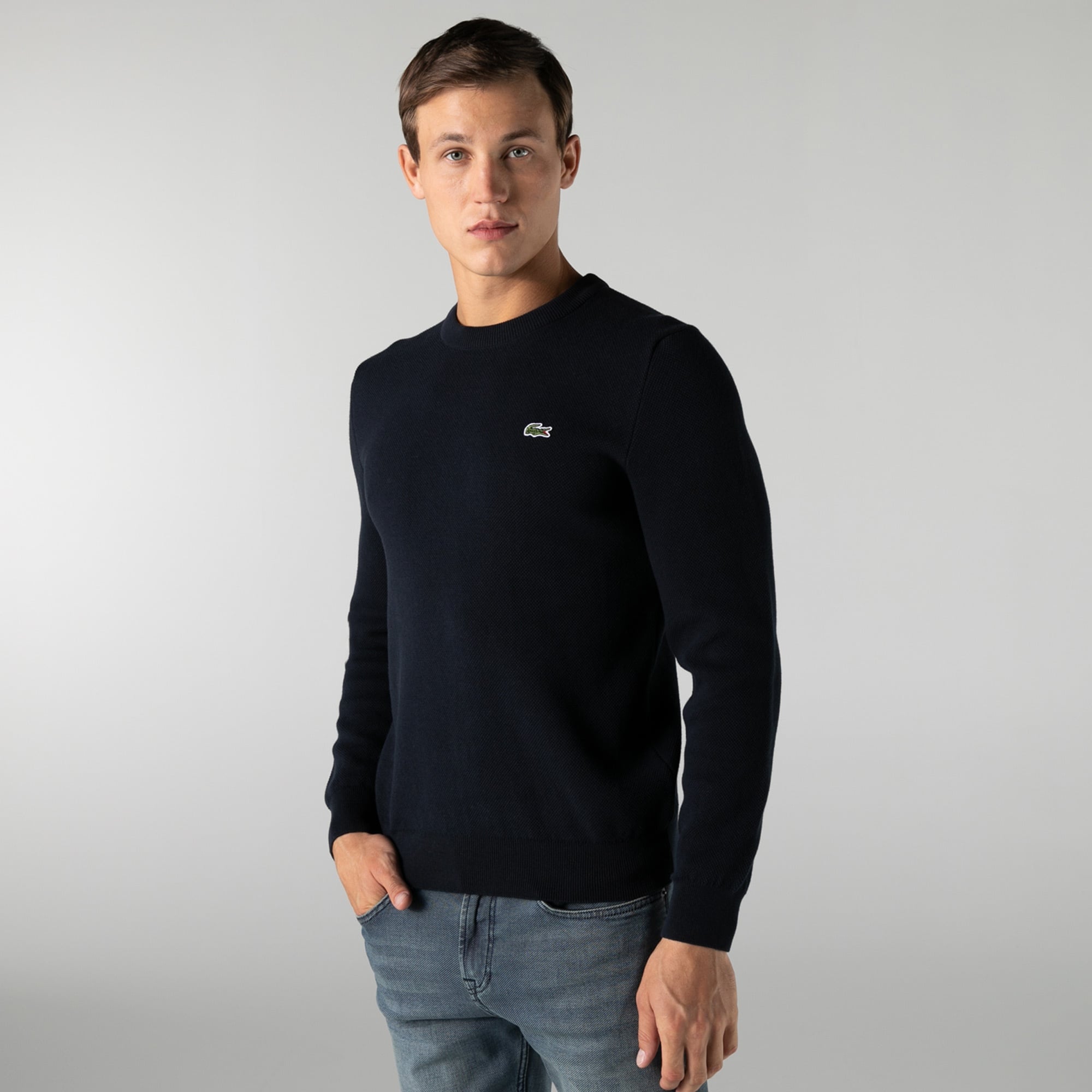 Lacoste Erkek Bisiklet Yaka Siyah Triko