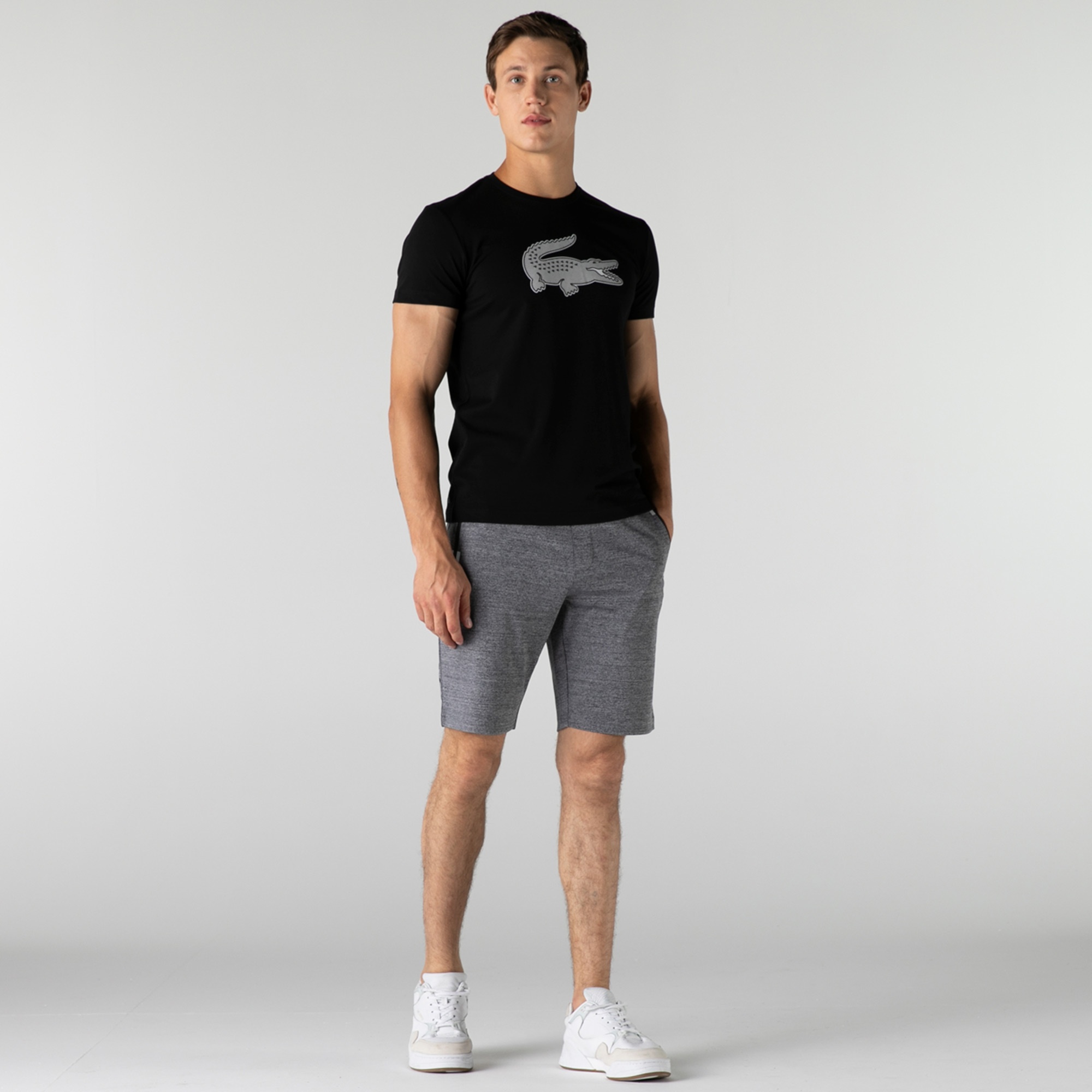 Lacoste Erkek Slim Fit Baskılı Gri Şort