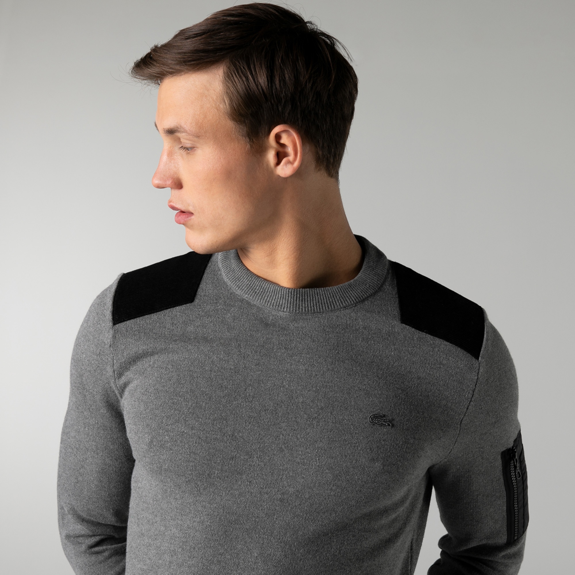 Lacoste Erkek Regular Fit Bisiklet Yaka Gri Kazak